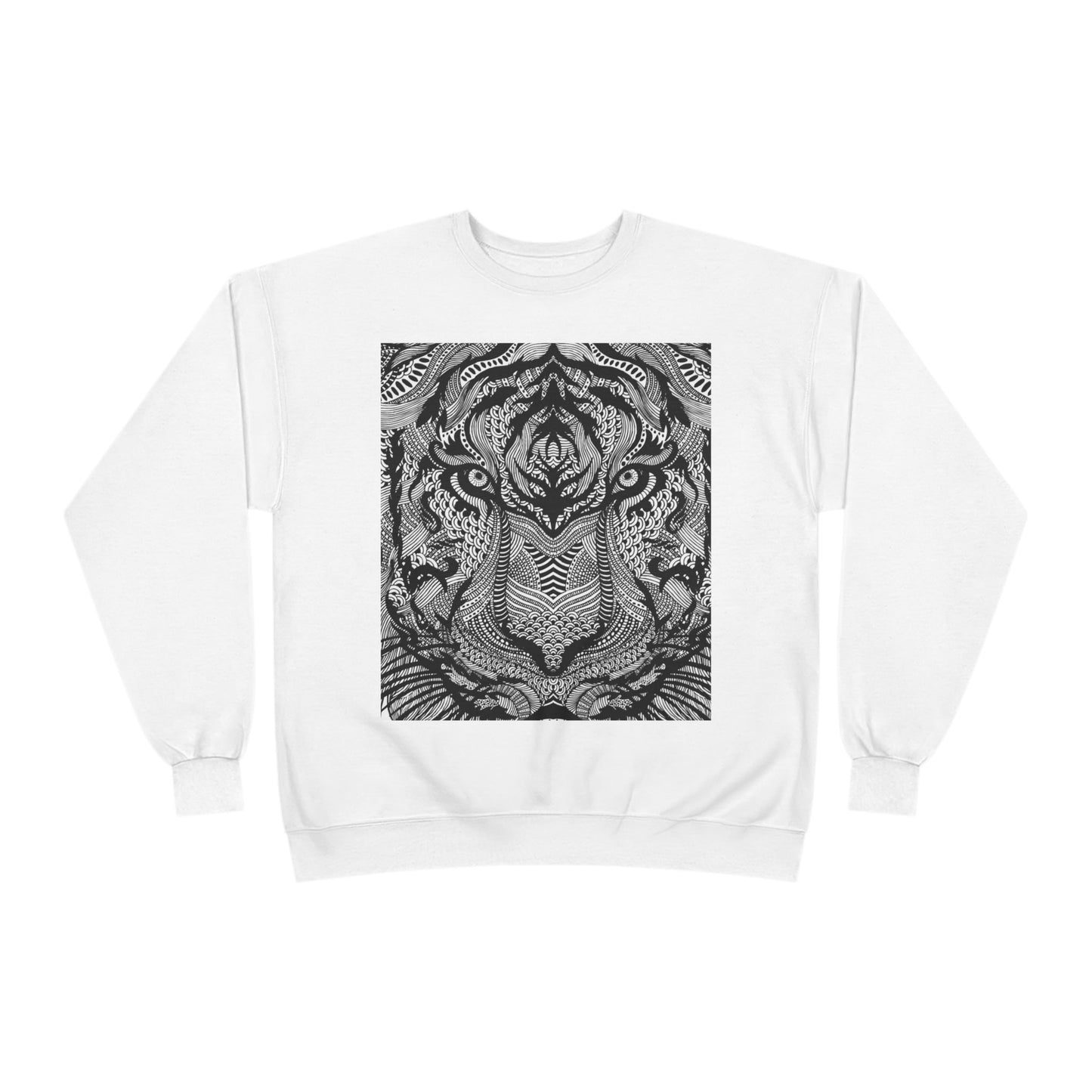 Unisex EcoSmart Tiger Graphic Crewneck Sweatshirt - Bold Black & White Design