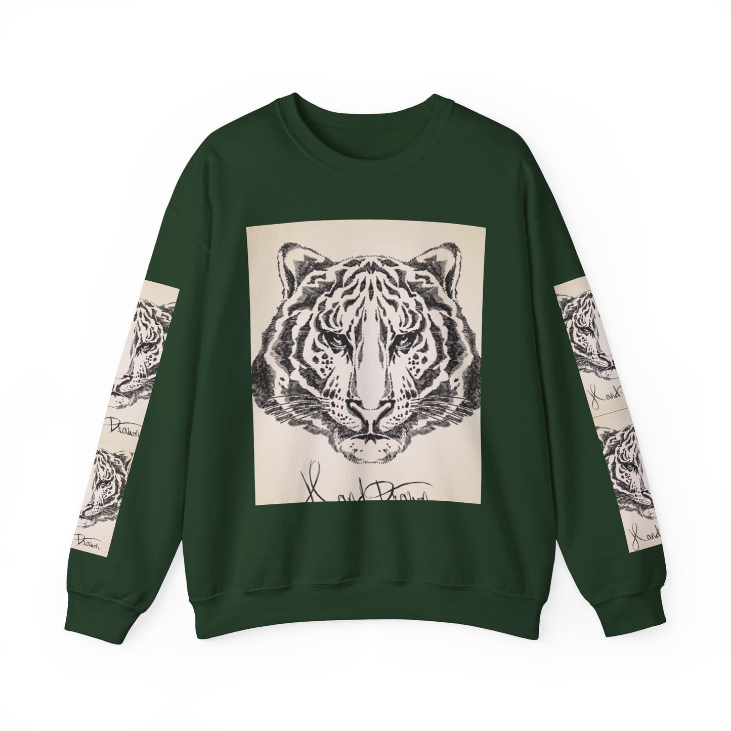Artistic Tiger Print Crewneck Sweatshirt – Unisex Heavy Blend