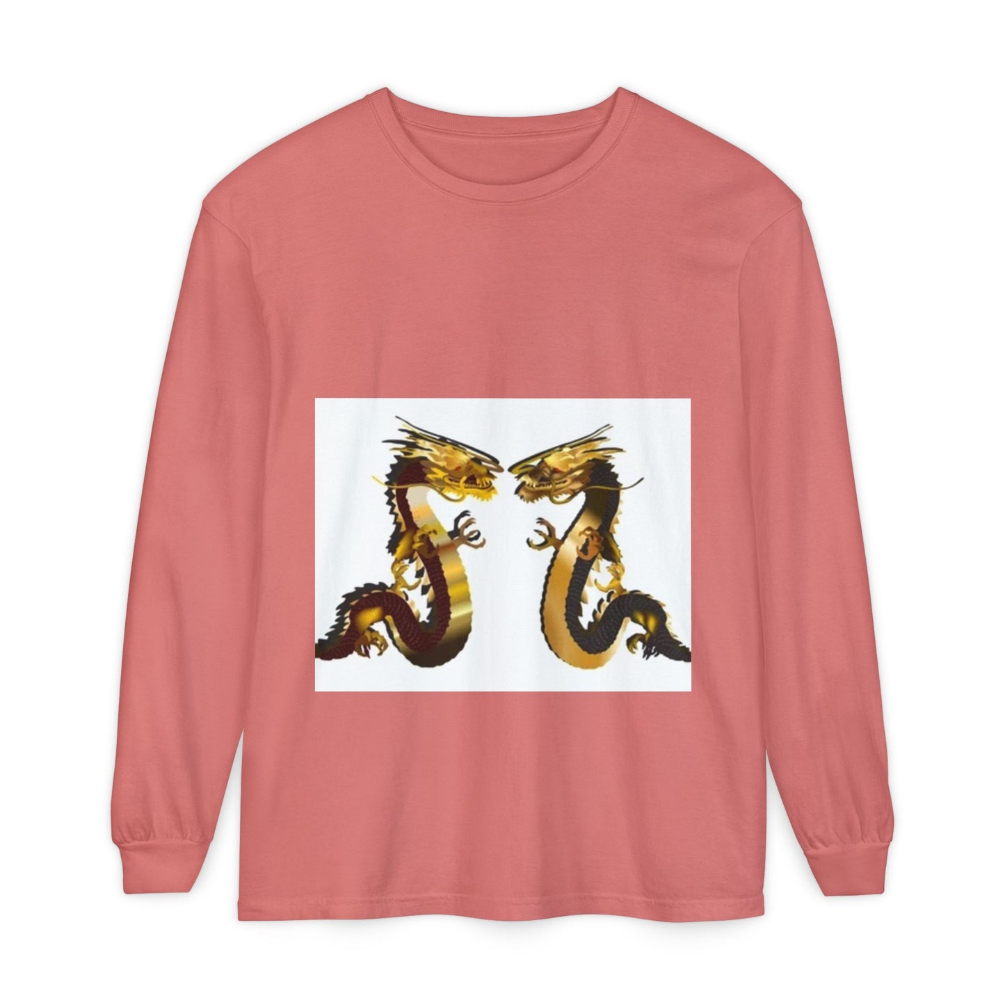 Dragon Duel Unisex Long Sleeve T-Shirt - Garment-Dyed Art Tee