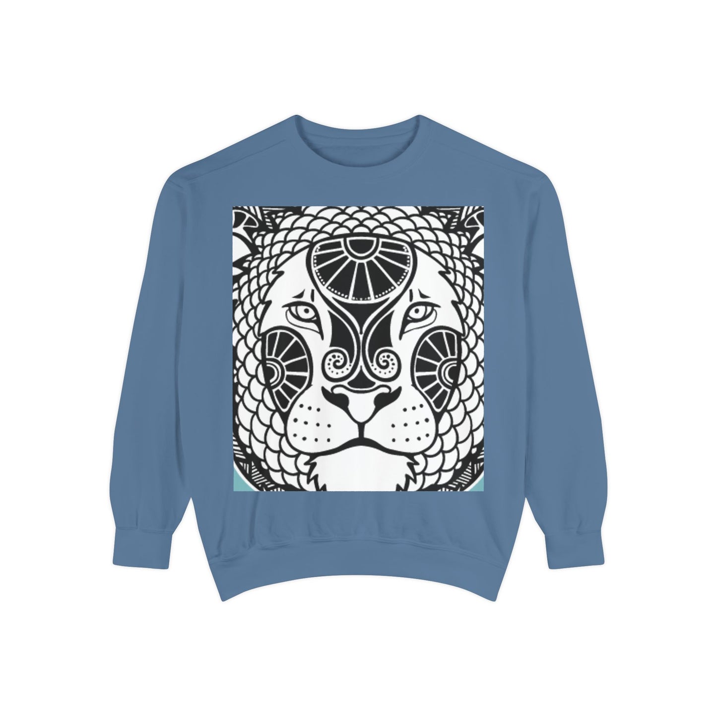 Bohemian Lion Unisex Garment-Dyed Sweatshirt - Cozy & Stylish Animal Graphic Tee for Nature Lovers