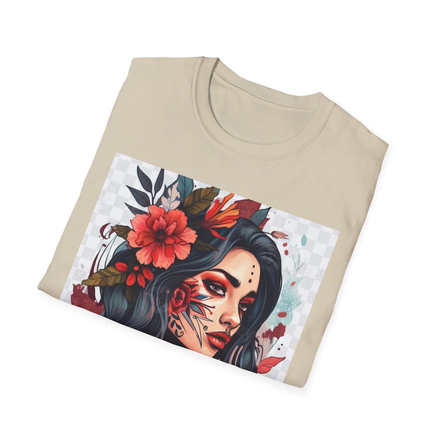 Bold Floral Art Unisex Softstyle T-Shirt