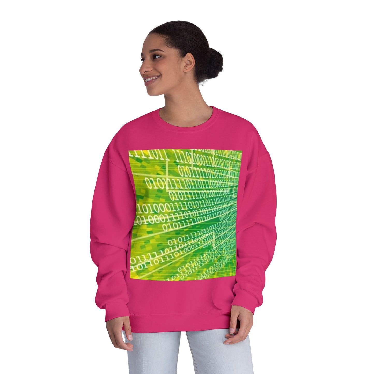 Binary Code Inspired Unisex Crewneck Sweatshirt - Tech Vibe for Cyber Enthusiasts