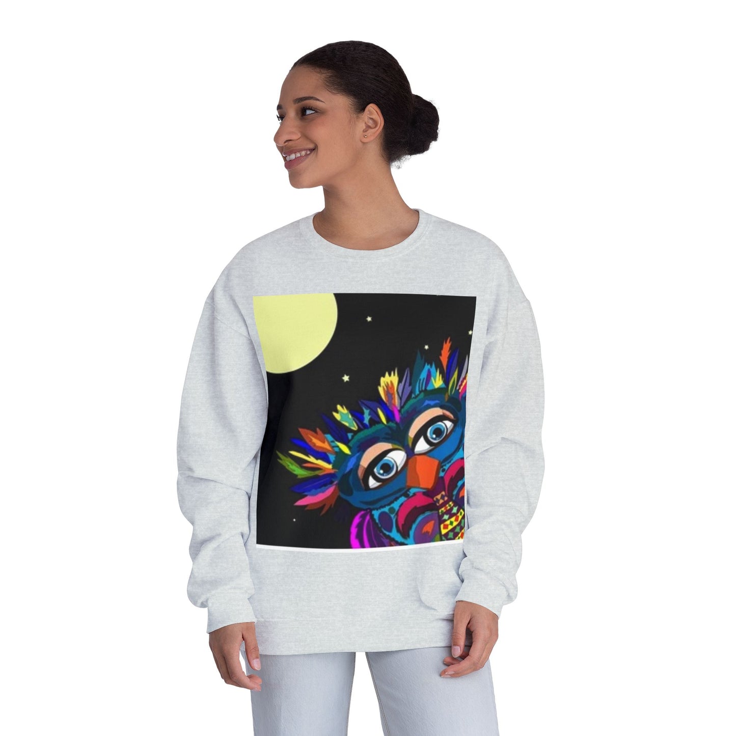 Colorful Night Owl Crewneck Sweatshirt - Unisex NuBlend® Sweatshirt