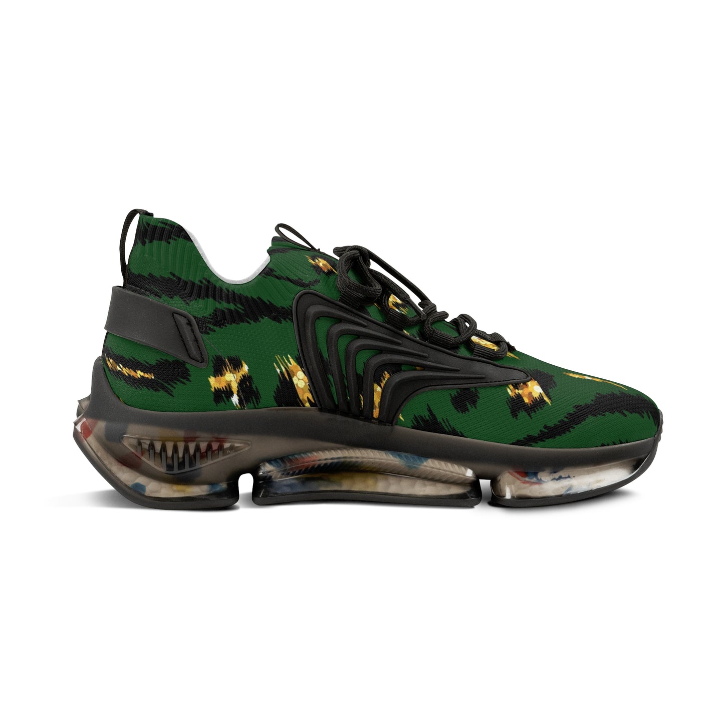 Men's Mesh Sneakers - Stylish Green Zebra Print Athletic Shoes