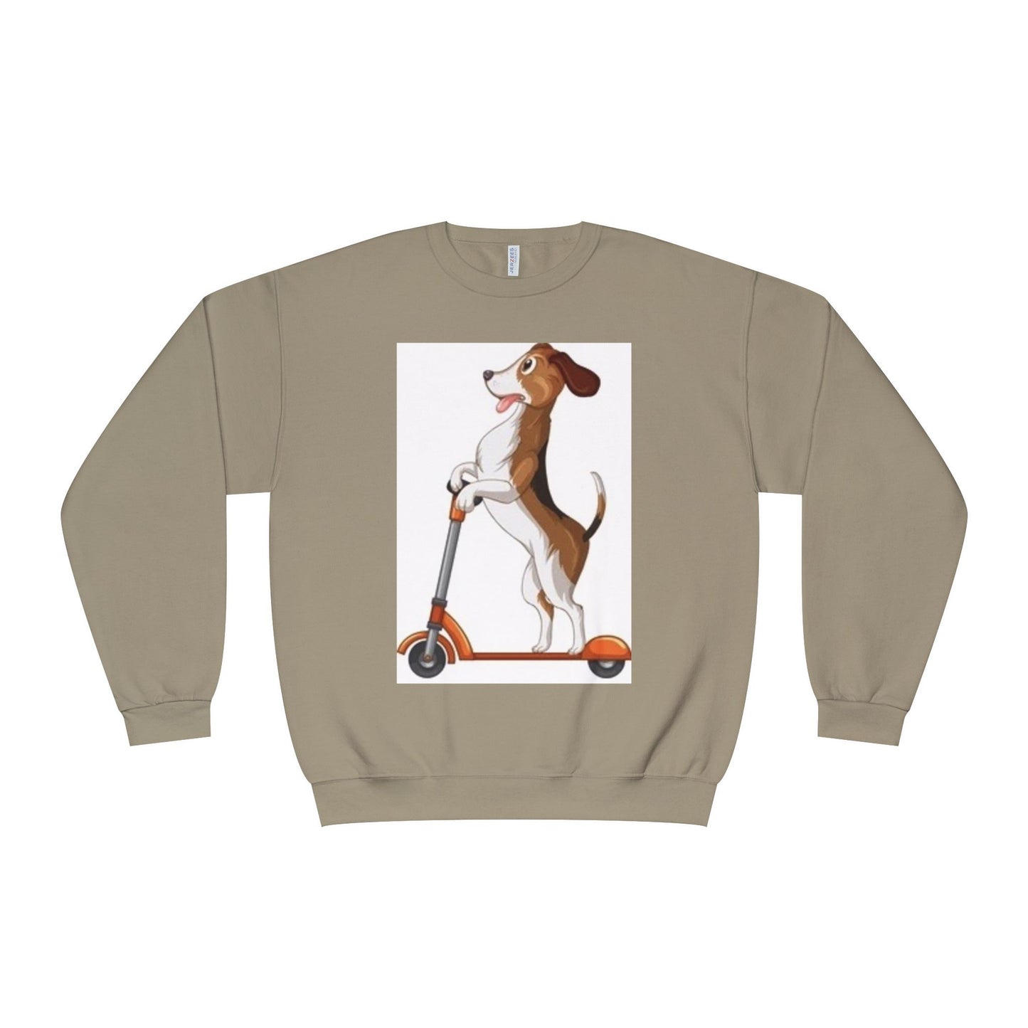 Dog Lover Crewneck Sweatshirt - Fun Beagle on Scooter Design