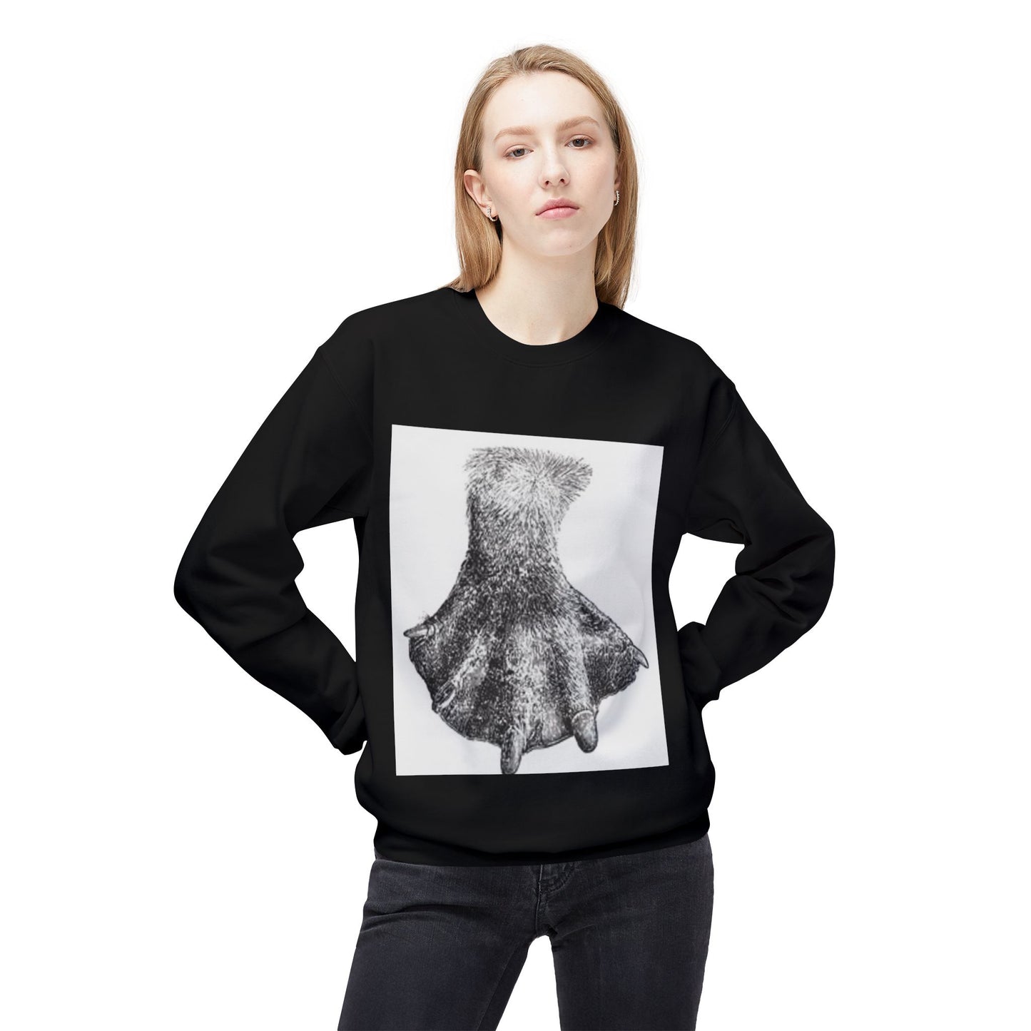 Artistic Fleece Crewneck Sweatshirt with Unique Dress Design