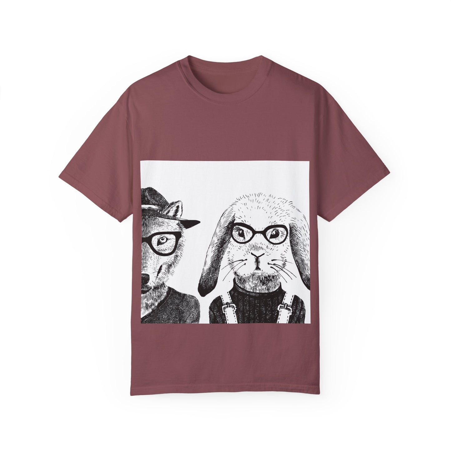 Whimsical Animals Graphic T-Shirt - Cool Fox & Panda Design