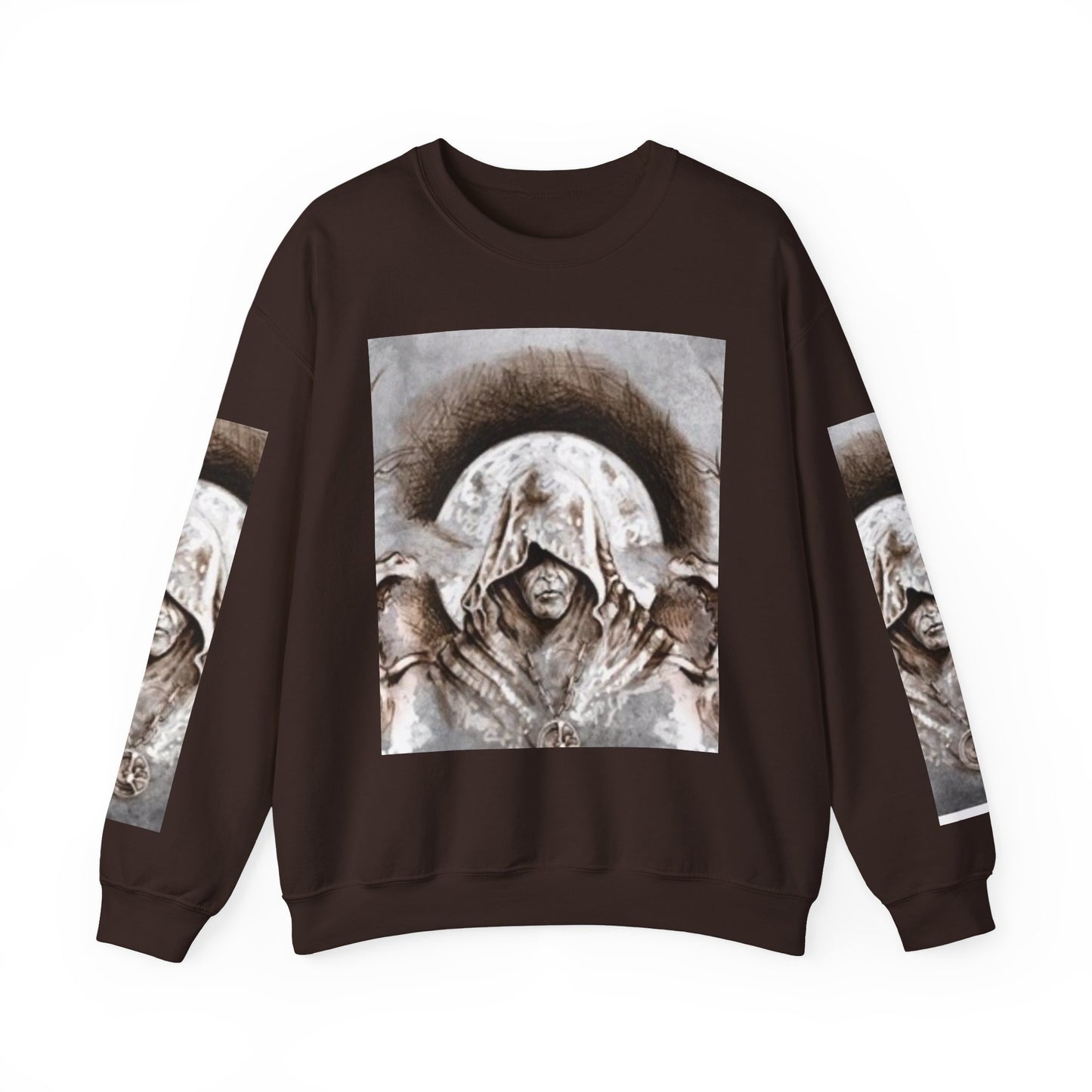 Mystical Hooded Figure Unisex Crewneck Sweatshirt - Fantasy Apparel for Dreamers
