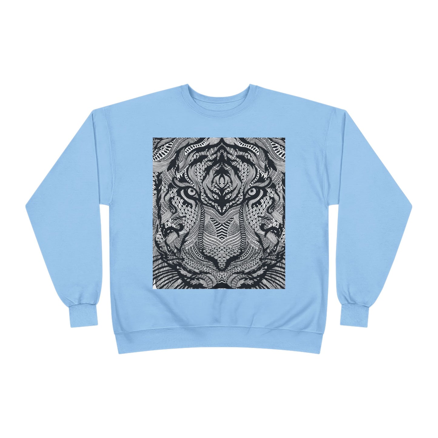 Unisex EcoSmart Tiger Graphic Crewneck Sweatshirt - Bold Black & White Design