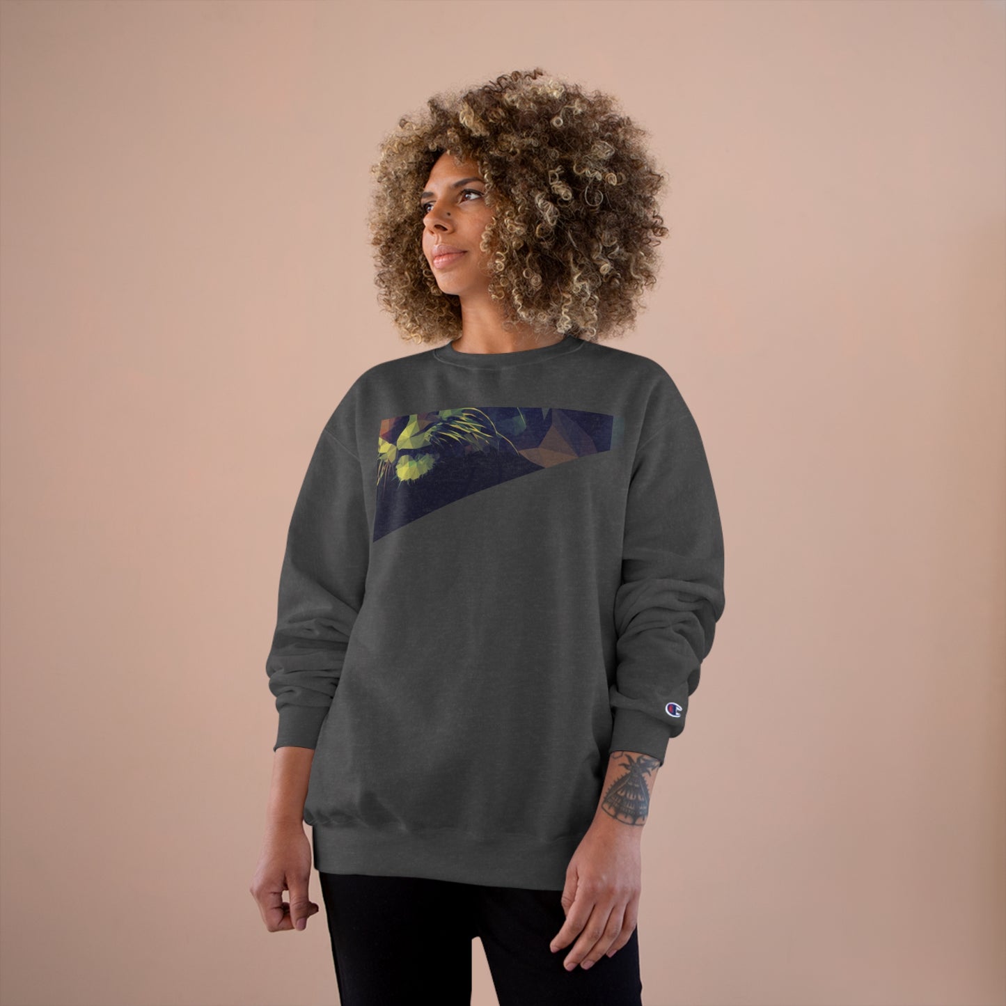 Geometric Cat Champion Sweatshirt - Cozy & Stylish Apparel for Cat Lovers