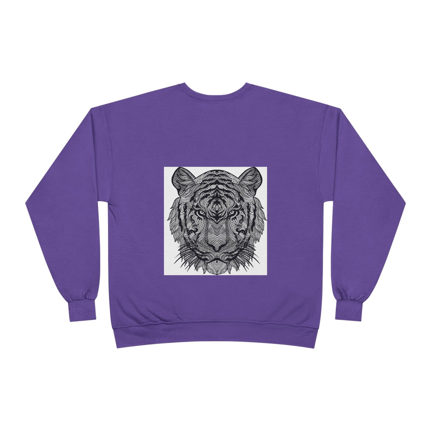 Unisex EcoSmart Tiger Graphic Crewneck Sweatshirt - Bold Black & White Design