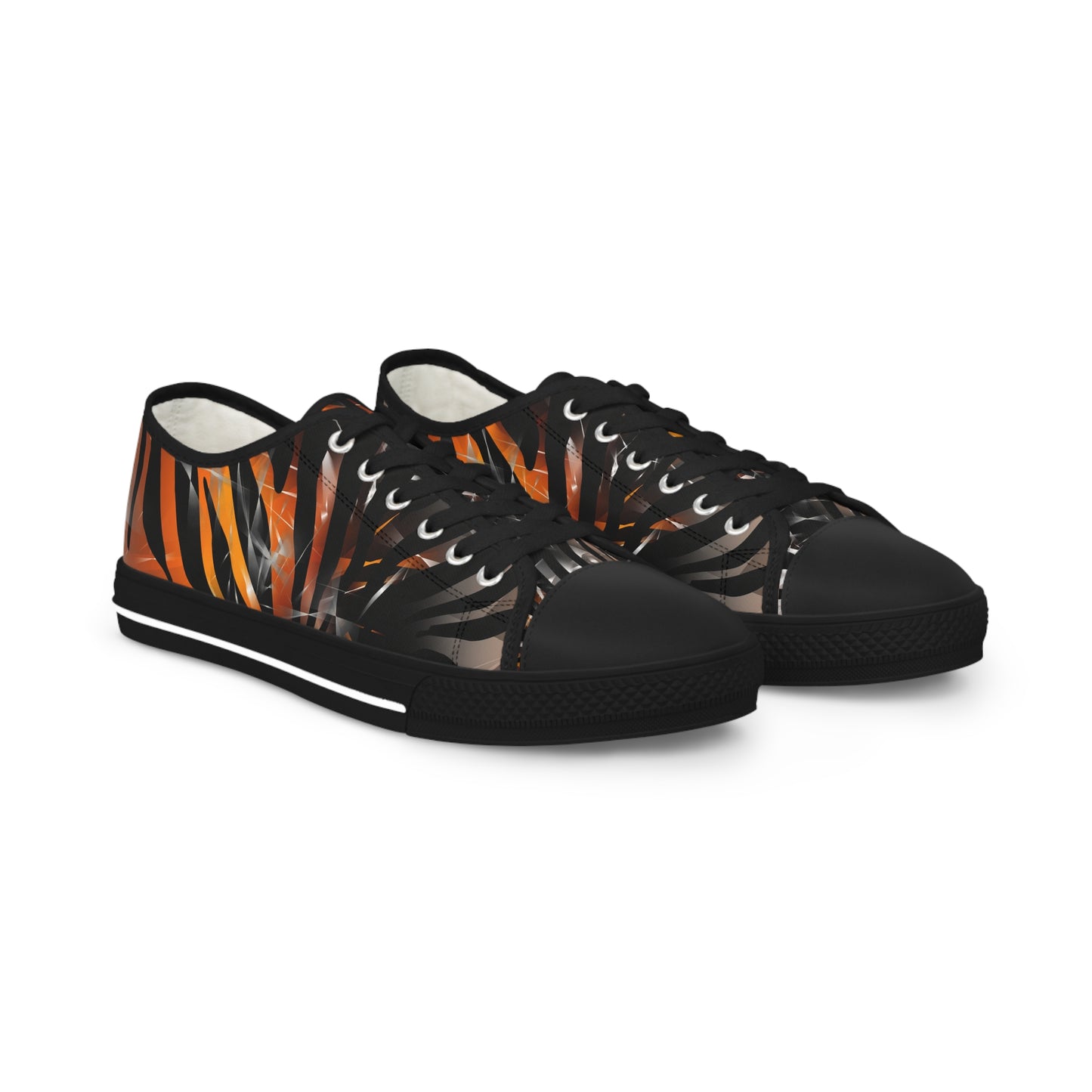 Stylish Men's Low Top Sneakers with Bold Orange and Black Design