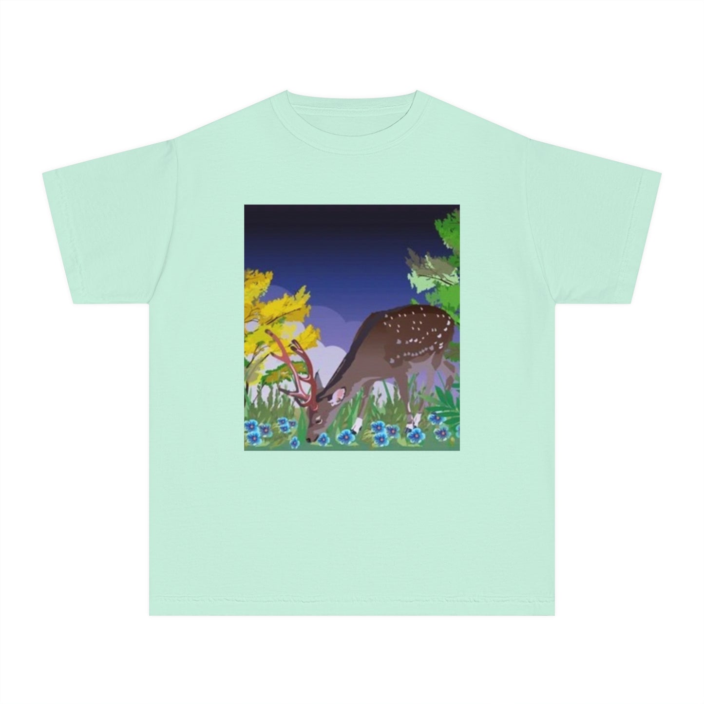 Youth Midweight Tee – Serene Deer in Nature Design