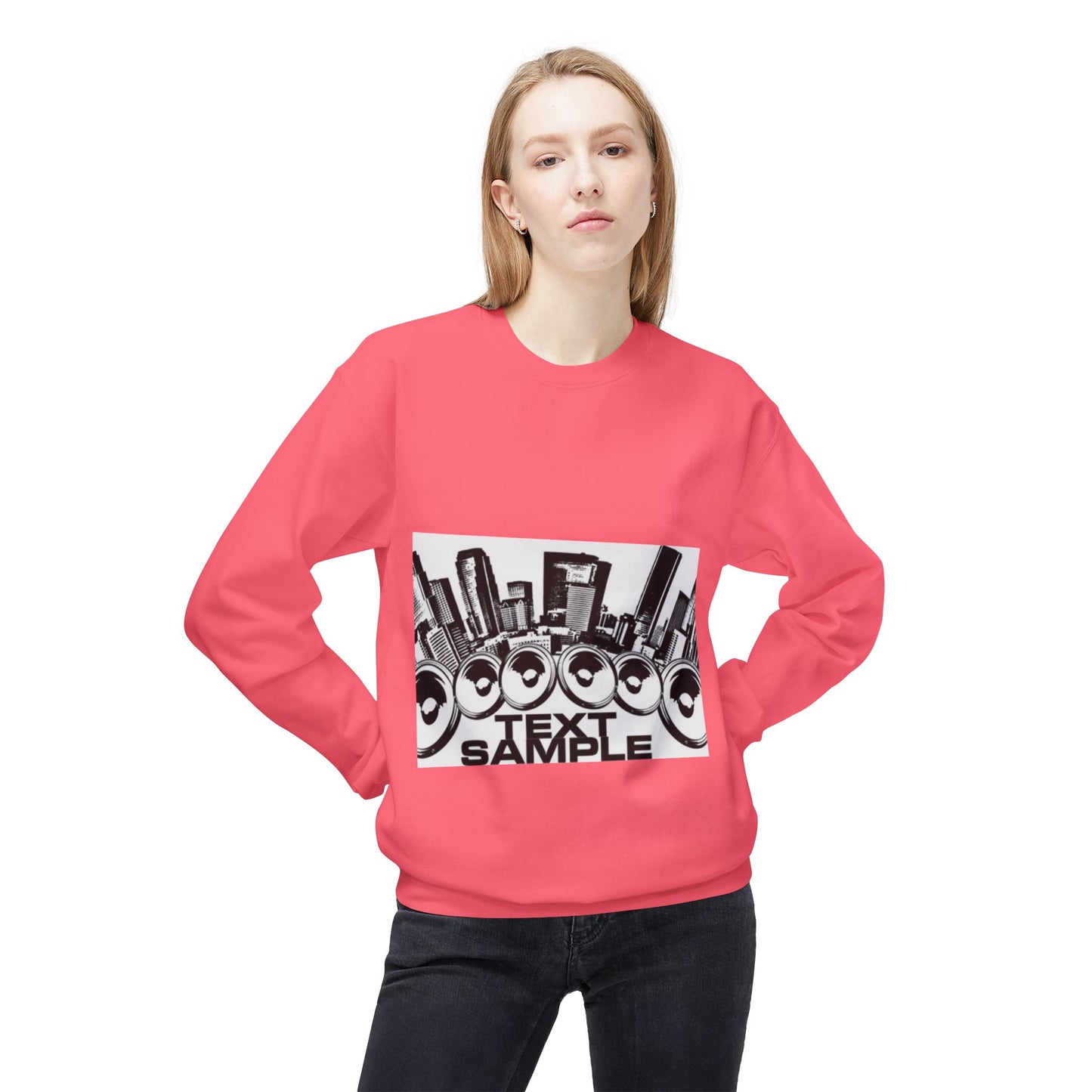 Urban Vibe Sound Wave Crewneck Sweatshirt - Unisex Fleece with Cityscape Design