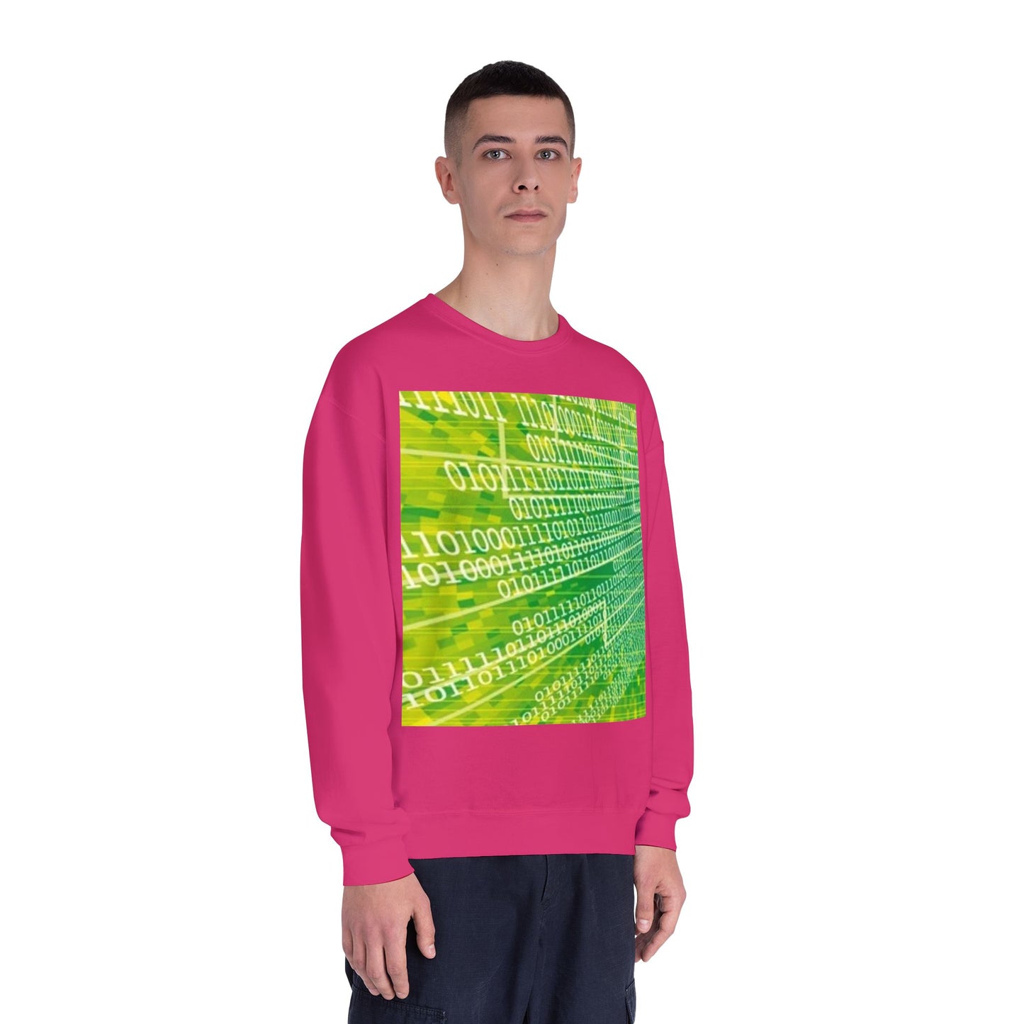 Binary Code Inspired Unisex Crewneck Sweatshirt - Tech Vibe for Cyber Enthusiasts