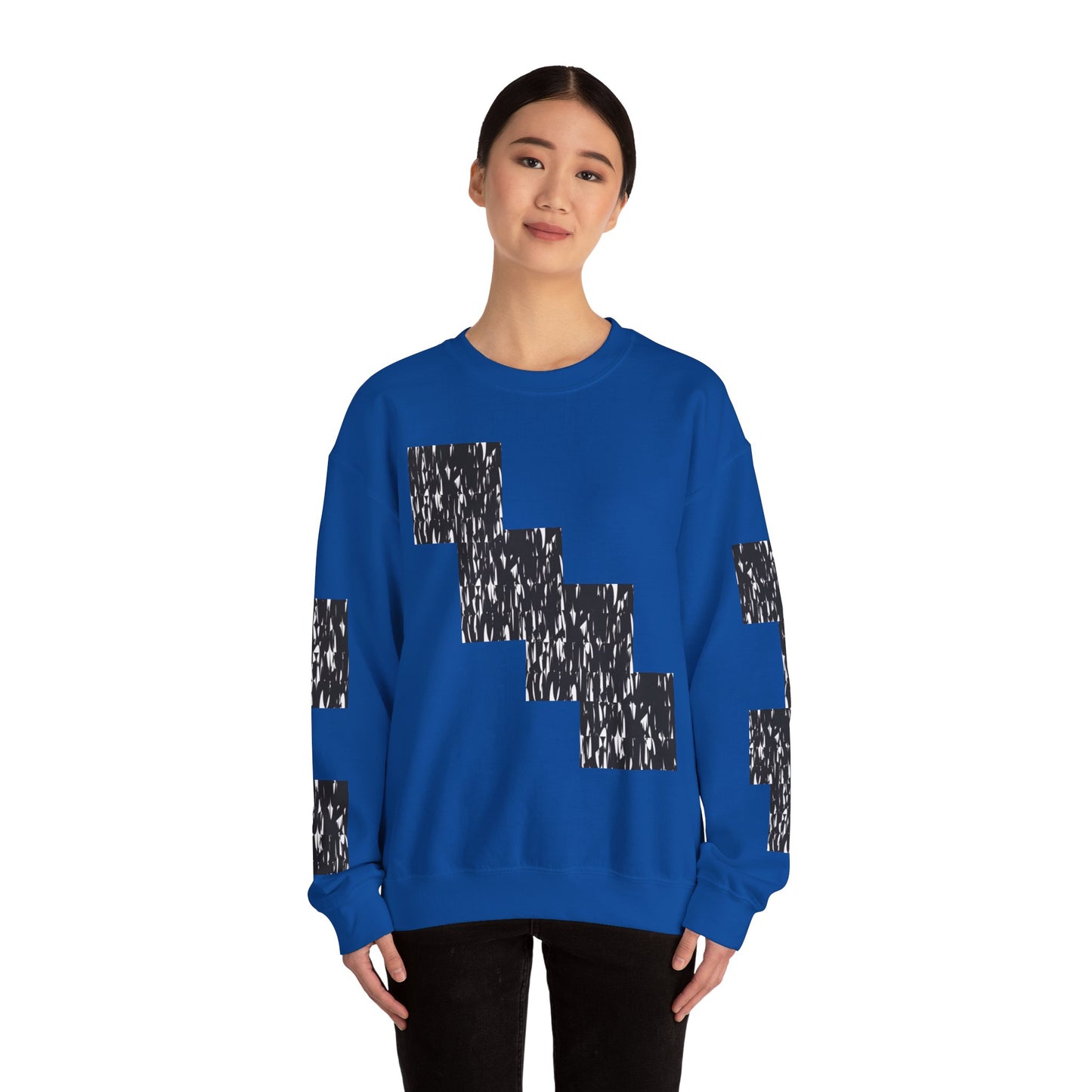 Trendy Graphic Crewneck Sweatshirt | Modern Abstract Black & White Design