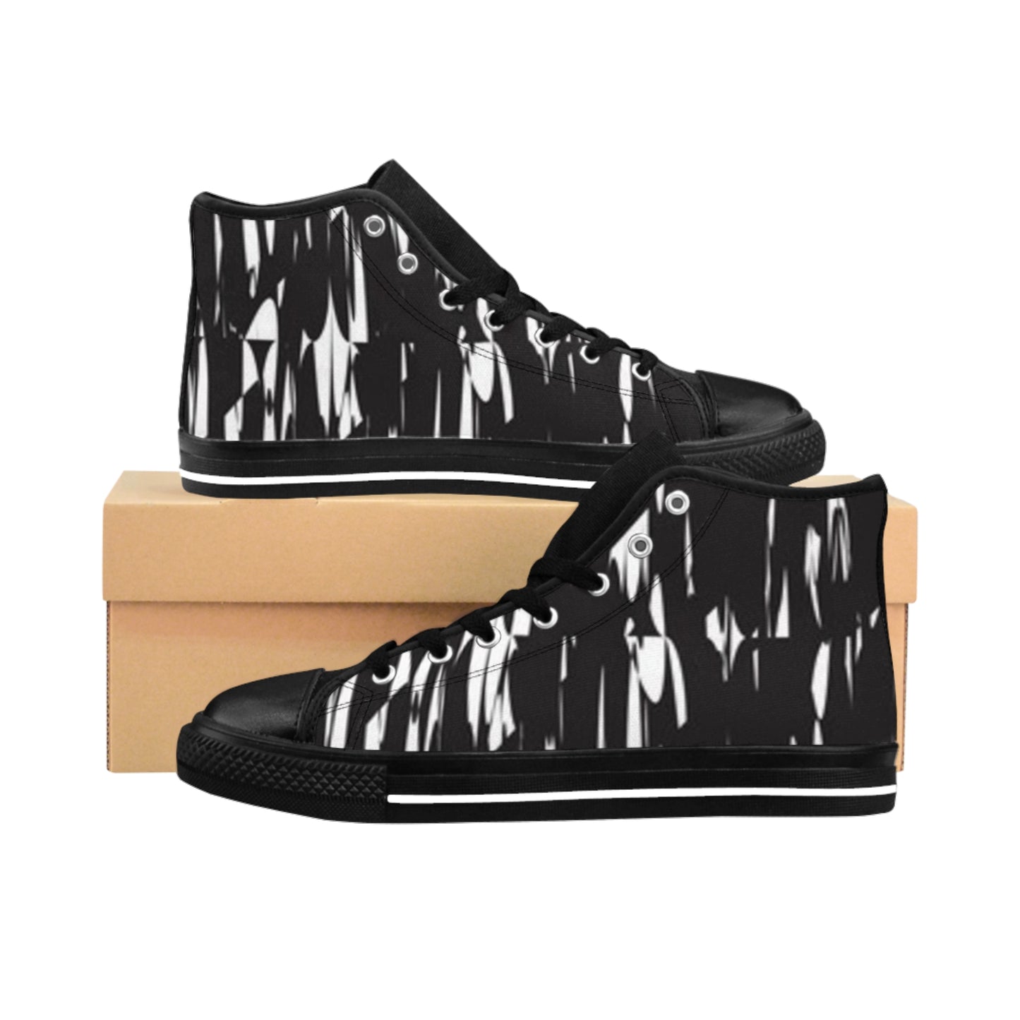 Men's Classic High-Top Sneakers with Striking Black and White Design
