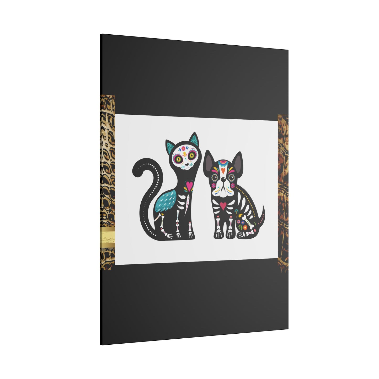 Day of the Dead Pet Canvas Art - Colorful Cat and Dog Wall Decor