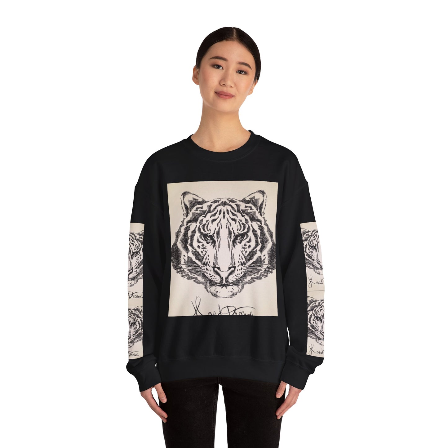 Artistic Tiger Print Crewneck Sweatshirt – Unisex Heavy Blend
