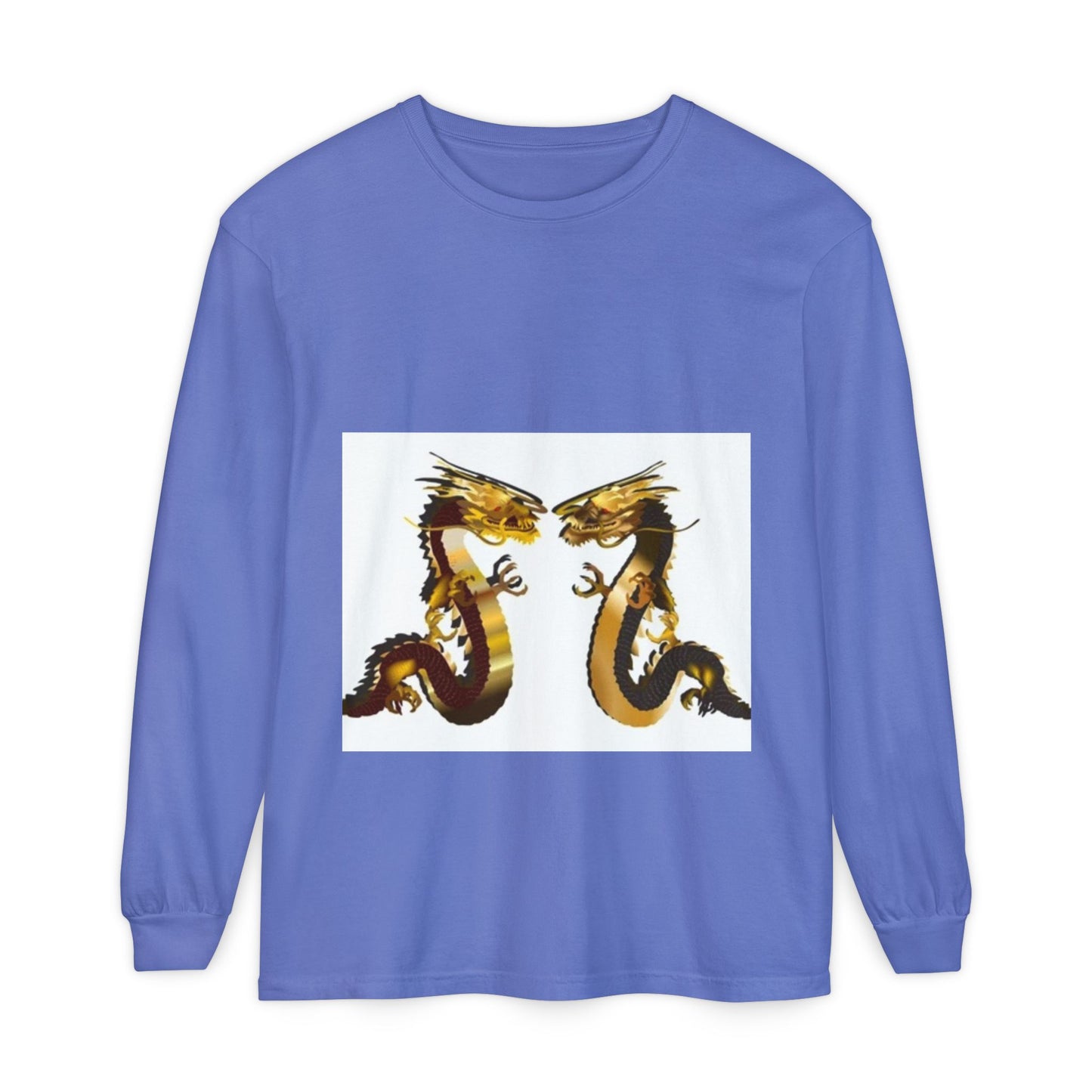 Dragon Duel Unisex Long Sleeve T-Shirt - Garment-Dyed Art Tee