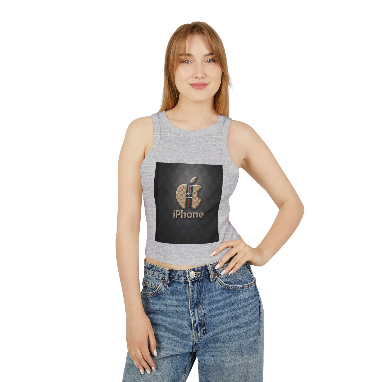 Stylish Women's Micro Rib Racer Tank Top with Logo Design