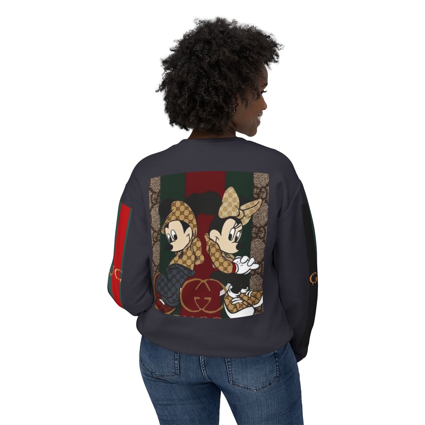 Gucci Inspired Unisex Crewneck Sweatshirt with Mickey & Minnie Design