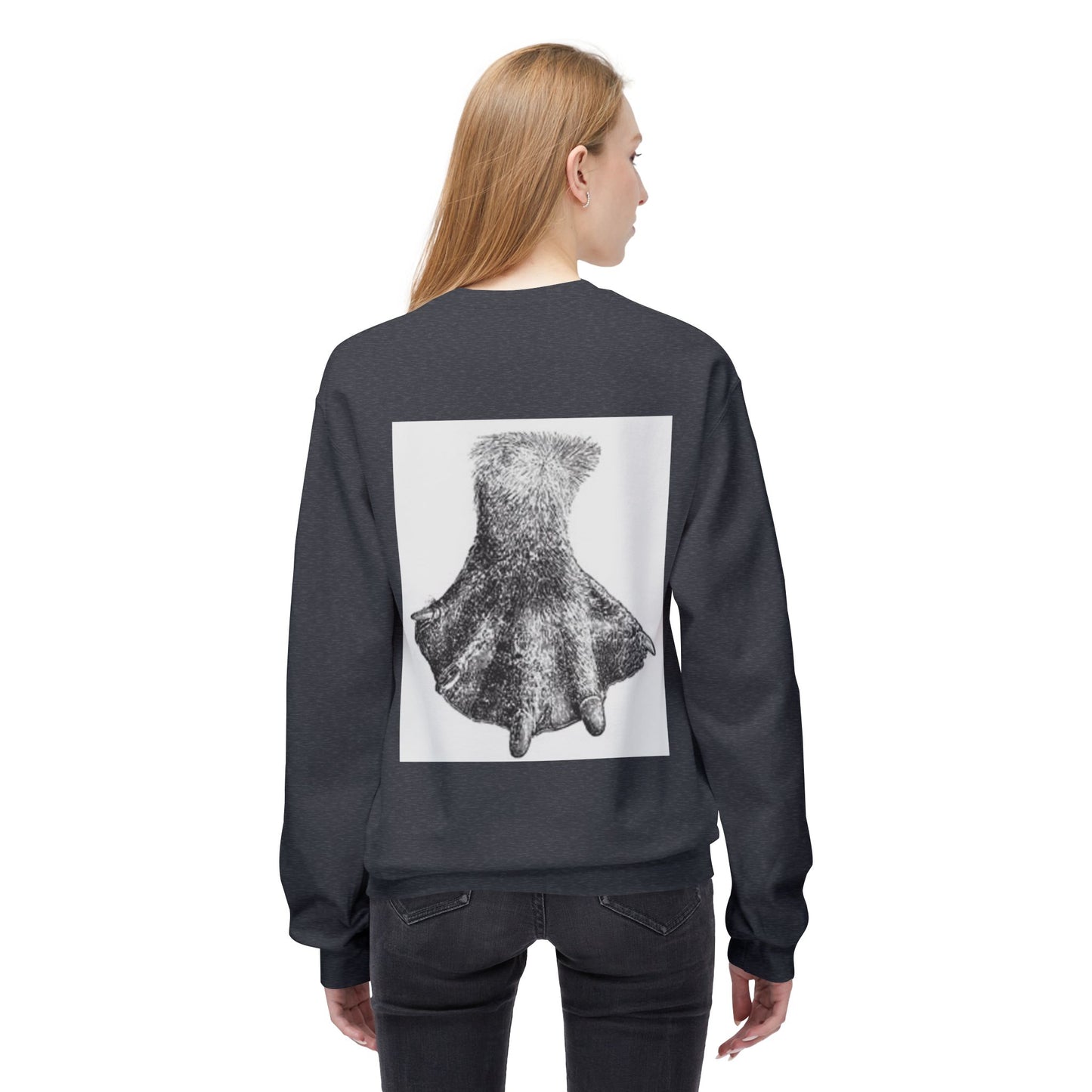 Artistic Fleece Crewneck Sweatshirt with Unique Dress Design