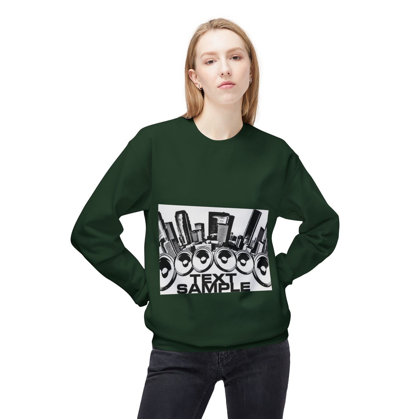 Urban Vibe Sound Wave Crewneck Sweatshirt - Unisex Fleece with Cityscape Design