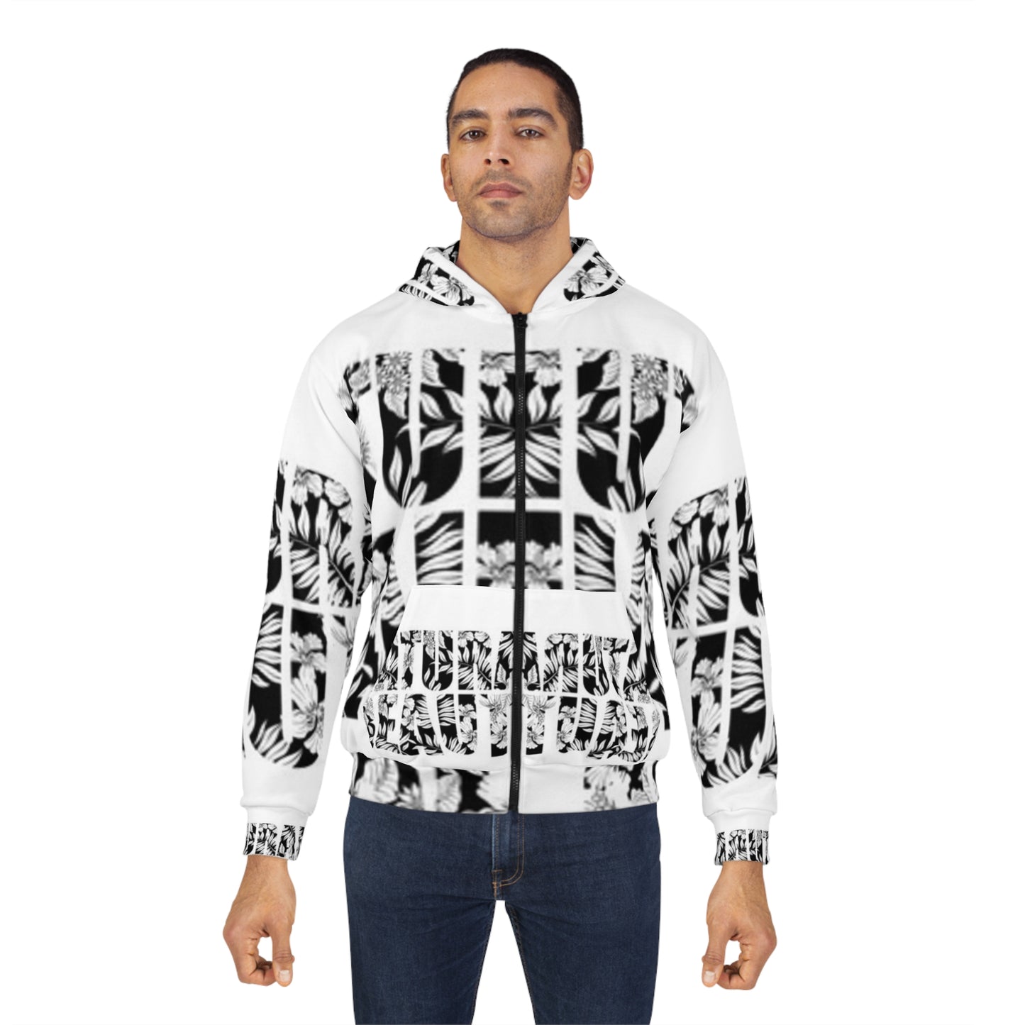Unisex Tropical Zip Hoodie - Nature Inspired Design for Casual Comfort
