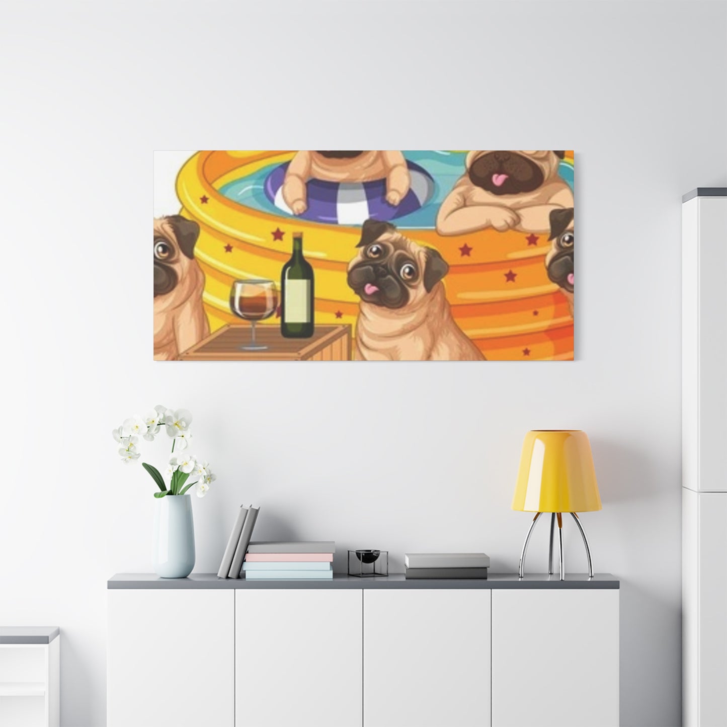 Pug Pool Party Canvas Art - Fun Pet Decor