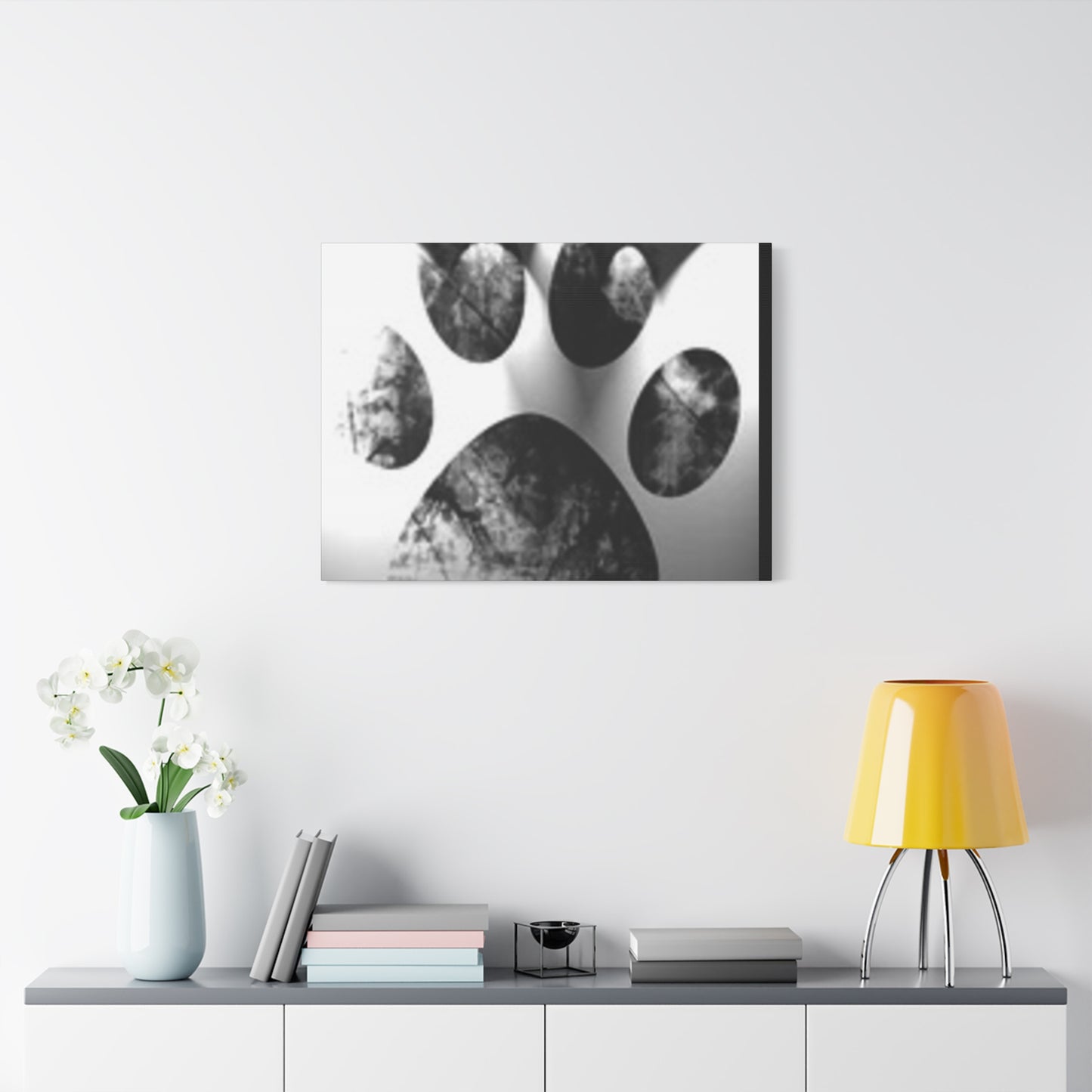 Black Paw Print Canvas Art - Modern Animal Decor for Pet Lovers