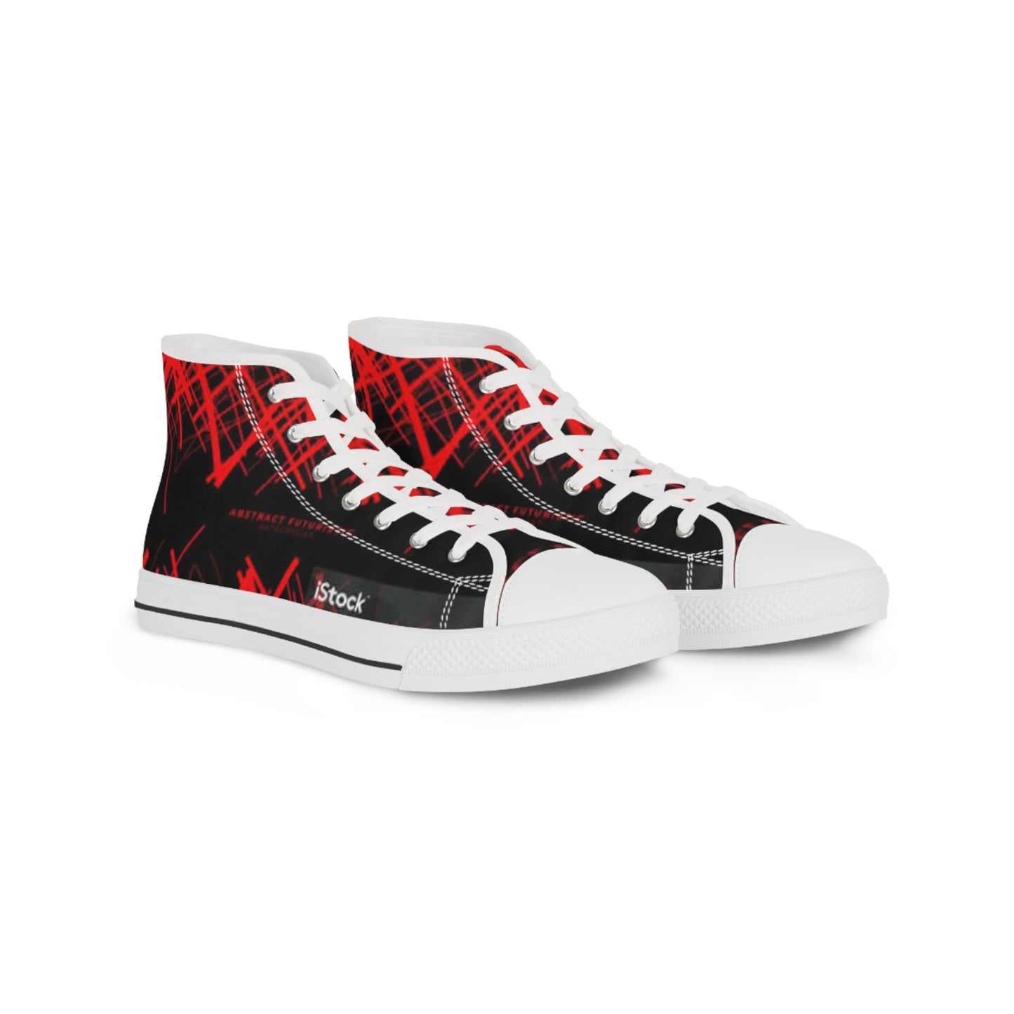 Men's High Top Sneakers - Abstract Red Design for Stylish Everyday Wear