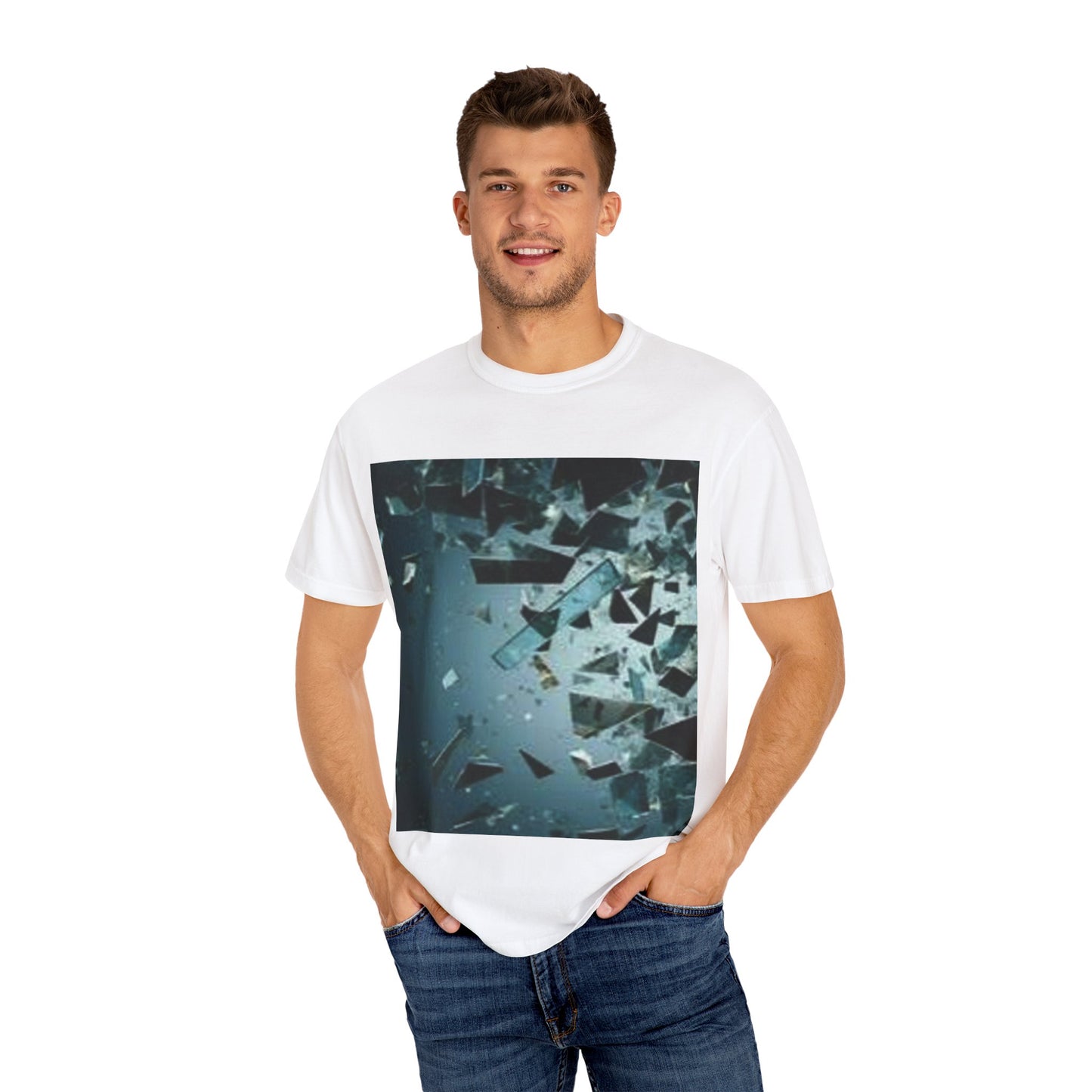 Unisex Garment-Dyed T-Shirt - Stylish Abstract Mirror Shard Design