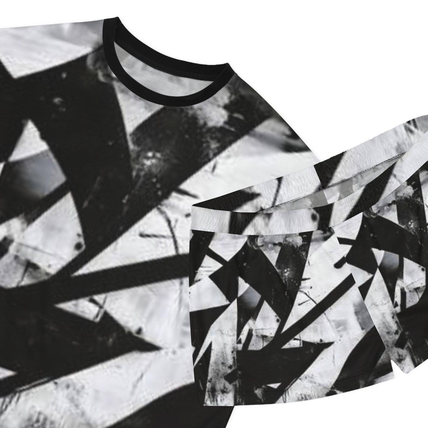 Chic Abstract Women's Pajama Set - Modern Black & White Style