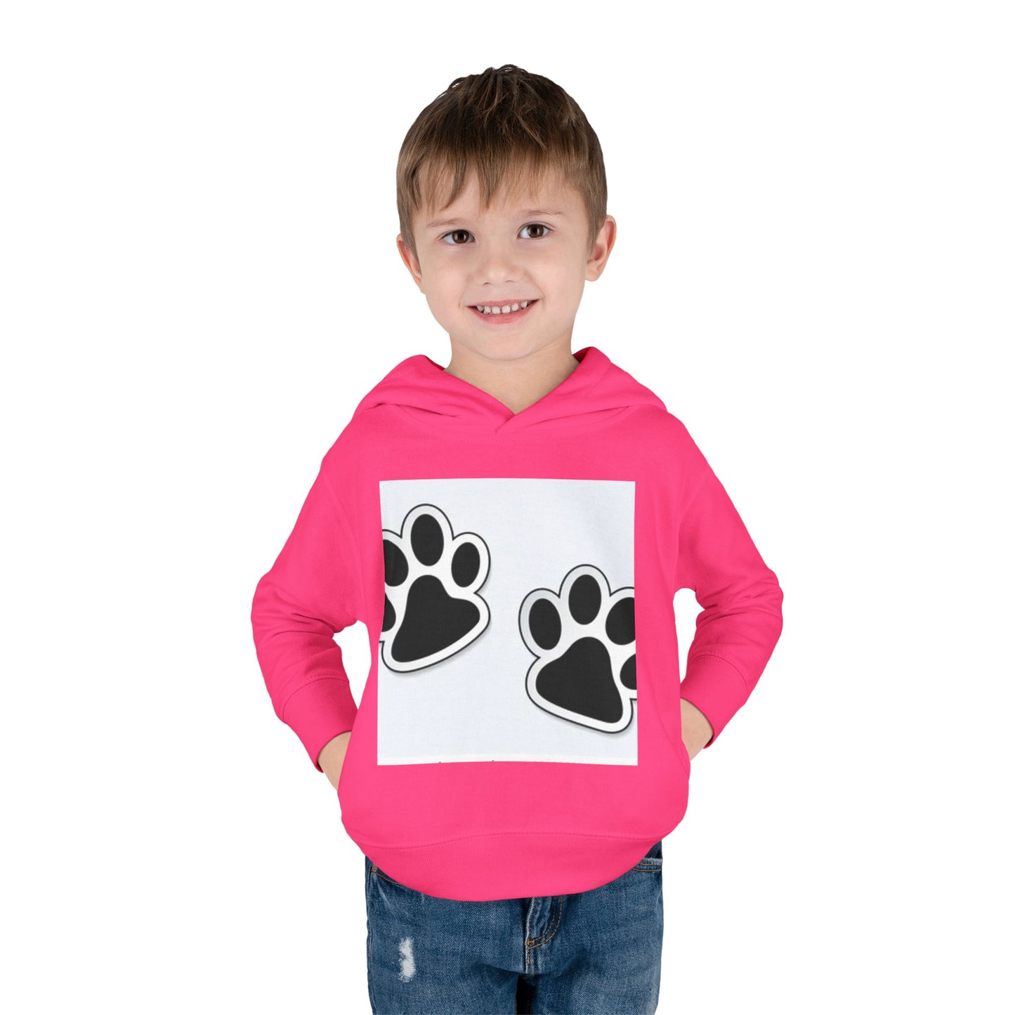 Wildlife Pattern Toddler Pullover Fleece Hoodie - Playful Animal Design for Kids