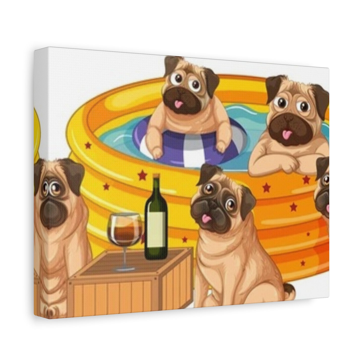 Pug Pool Party Canvas Art - Fun Pet Decor