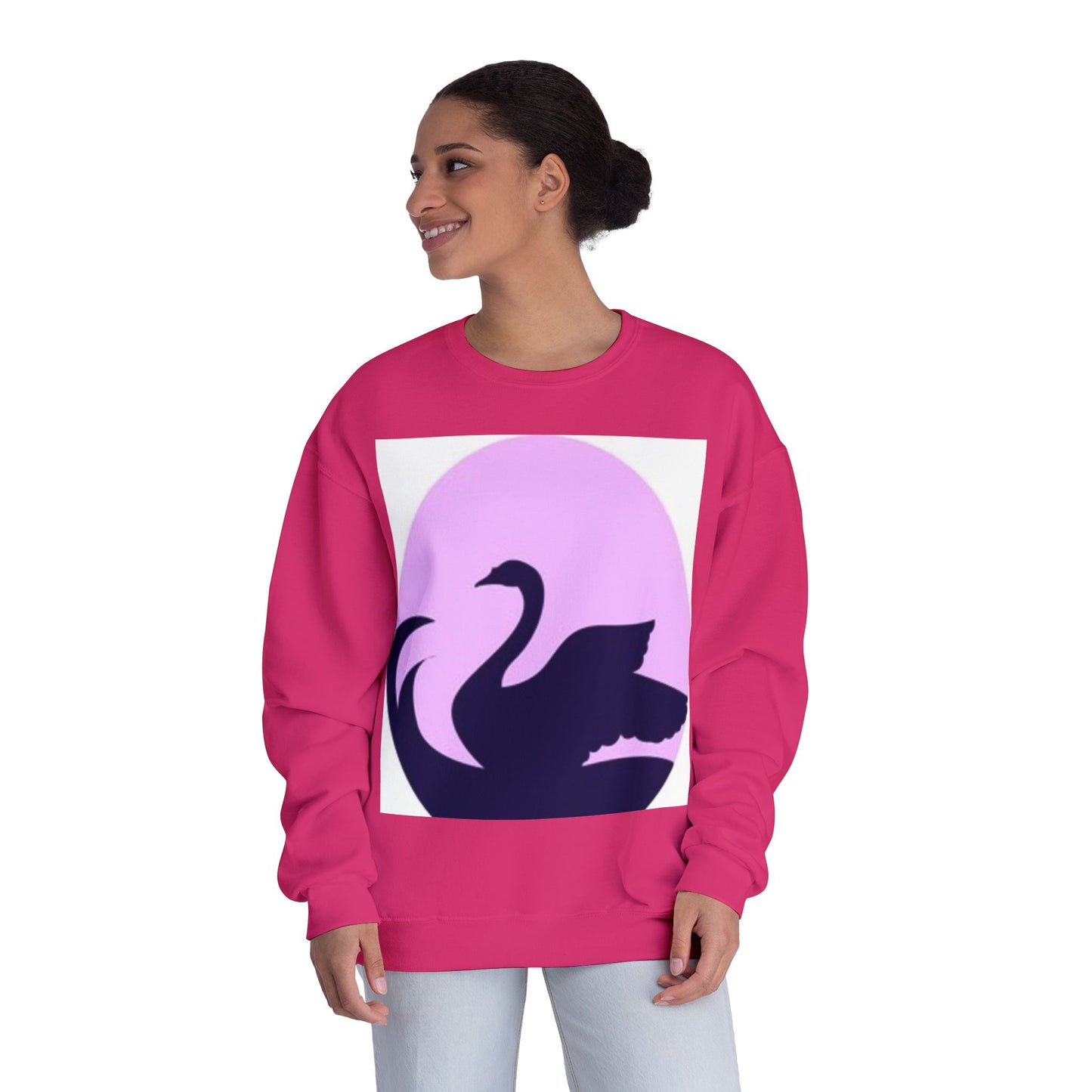 Elegant Swan Silhouette Unisex Crewneck Sweatshirt - Cozy Spring Fashion