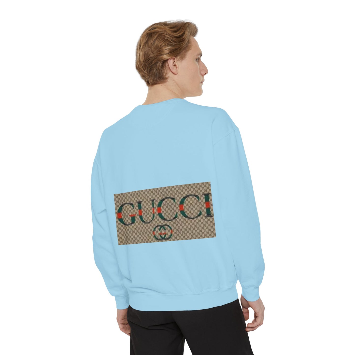 Fashionable Unisex Garment-Dyed Sweatshirt with GUCCI Design