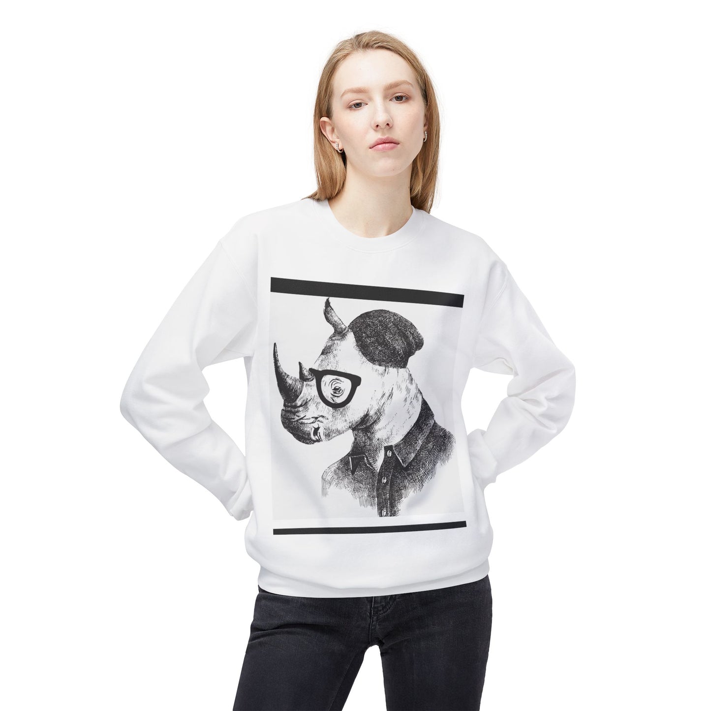 Cool Rhino and Sneakers Fleece Sweatshirt for Trendsetters