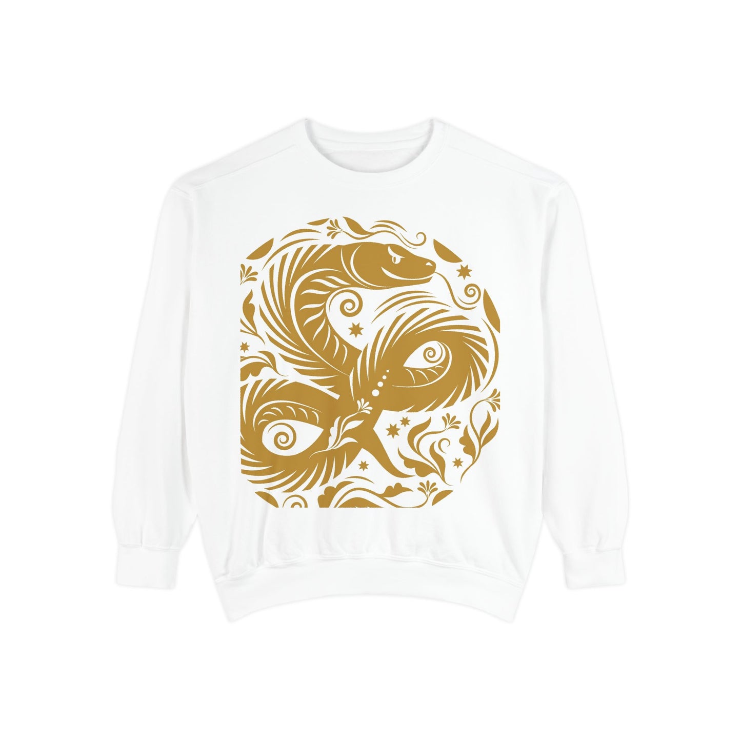 Cultural Vibe Unisex Garment-Dyed Sweatshirt - Tribal Mask & Animal Design