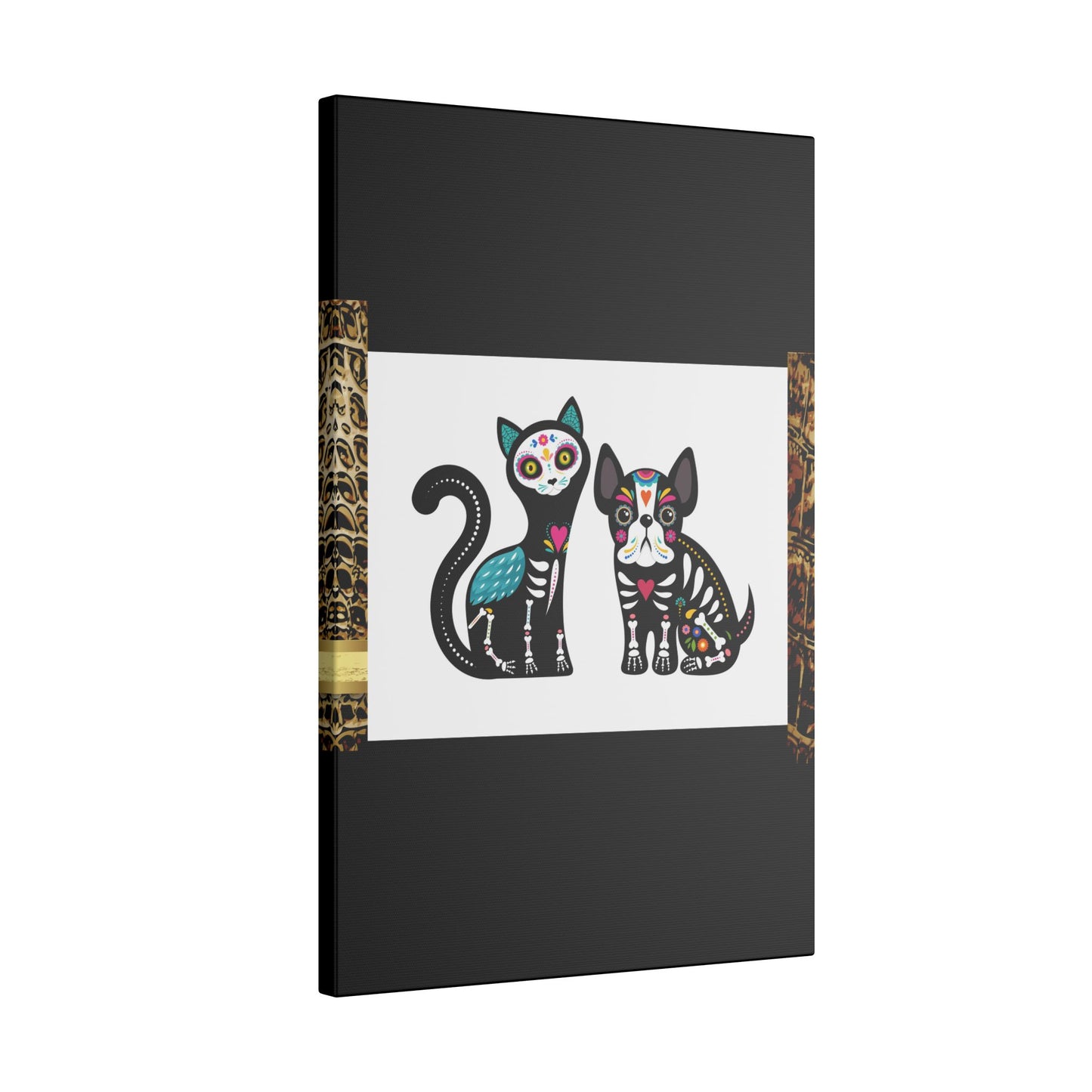 Day of the Dead Pet Canvas Art - Colorful Cat and Dog Wall Decor
