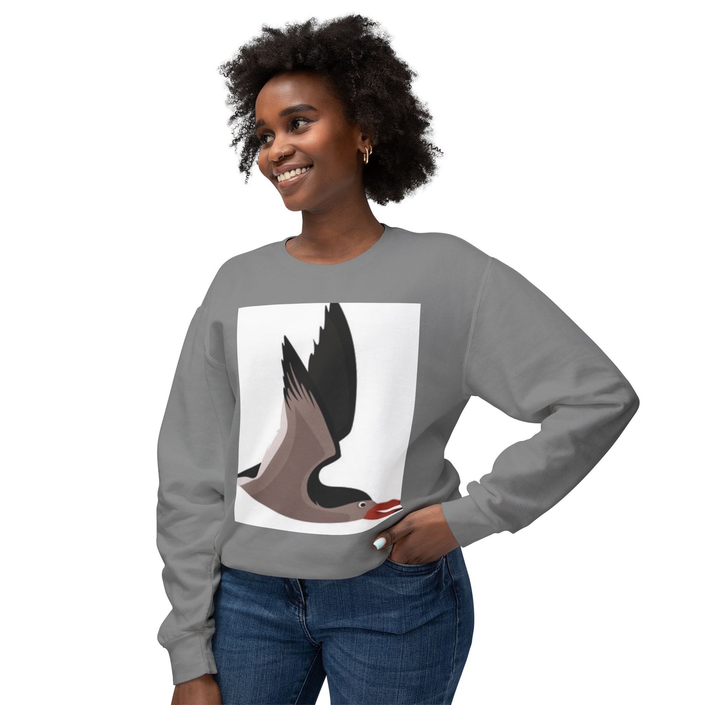 Unisex Sweater with Bird Graphic - Lightweight Crewneck Sweatshirt for Nature Lovers