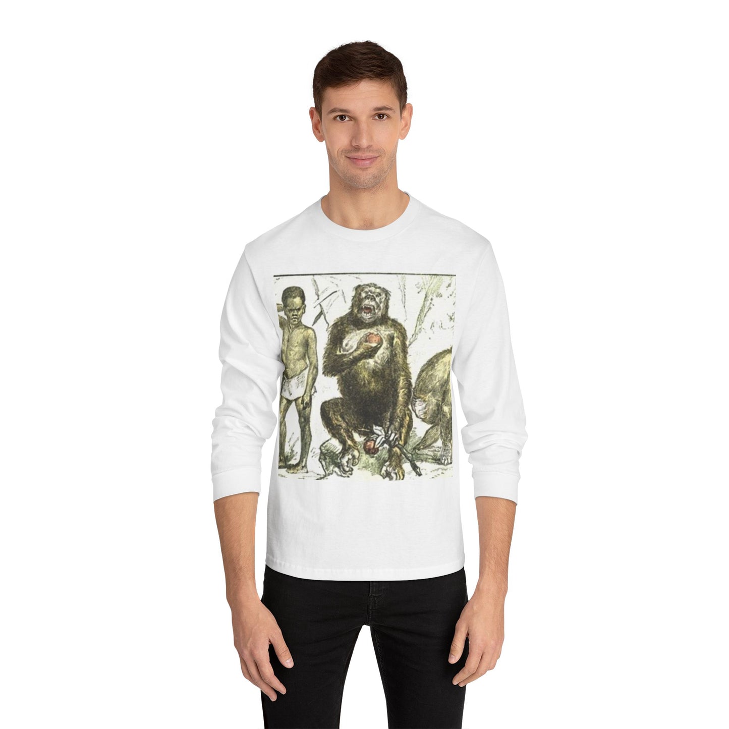 Artistic Long Sleeve T-Shirt - Unique Vintage Animal Illustration