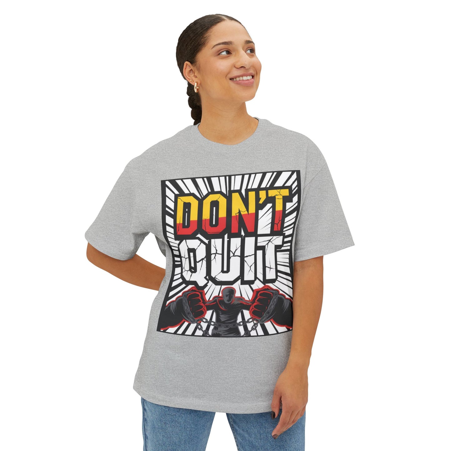 Motivational Oversized Tee - Don't Quit Graphic