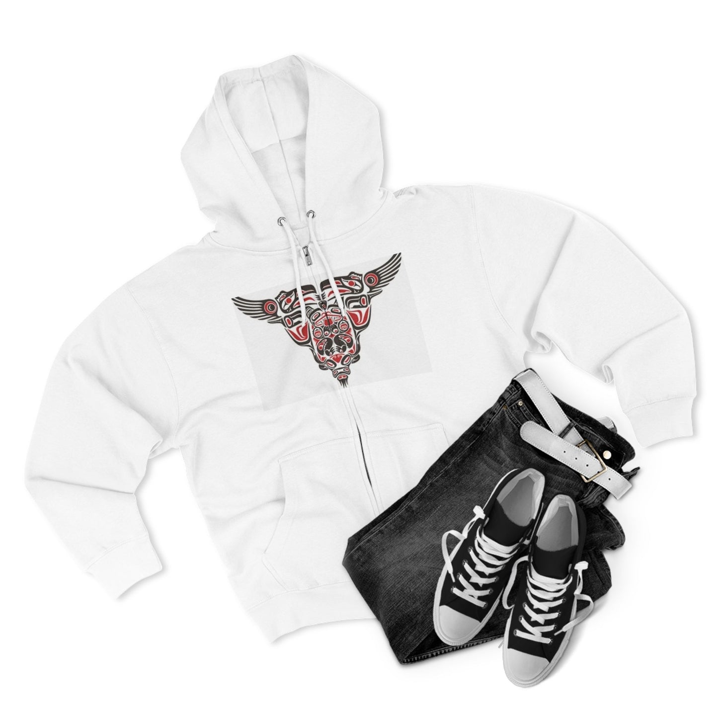 Artistic Tribal Unisex Zip Hoodie - Unique Modern Design