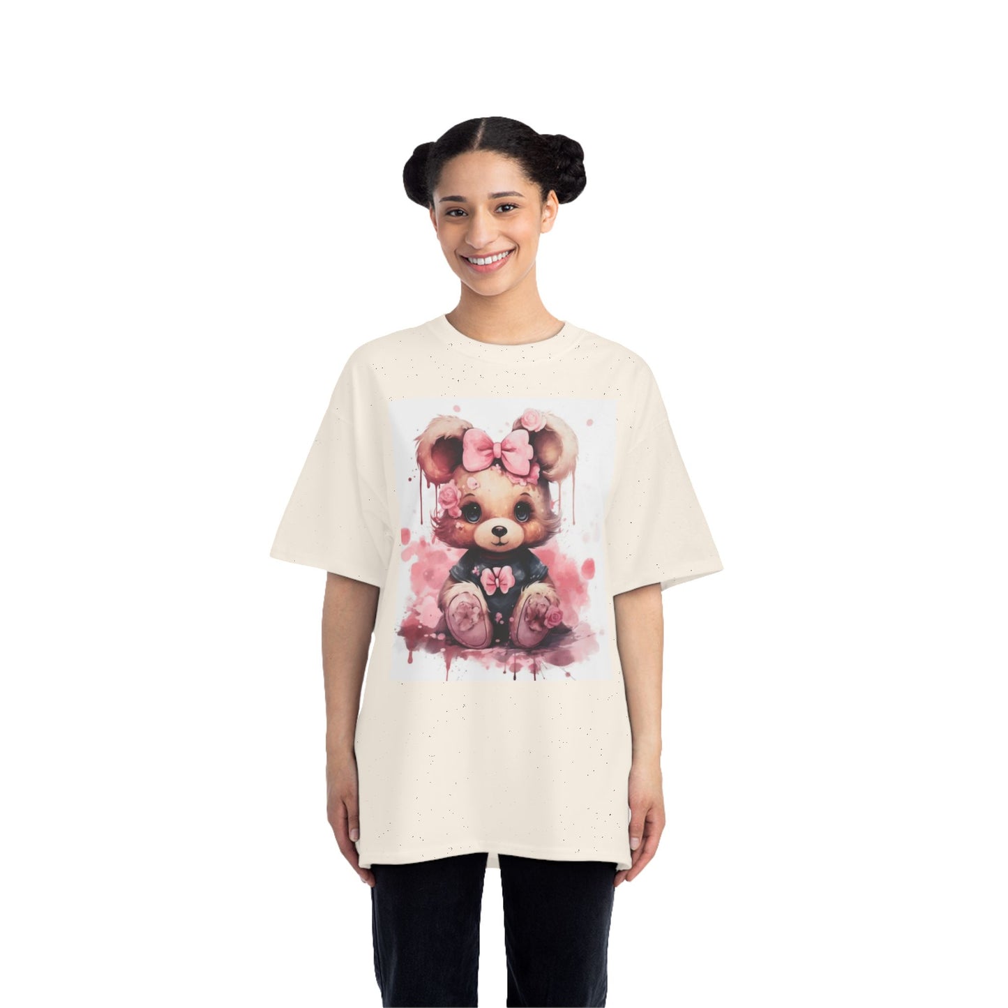 Cute Teddy Bear Floral Print T-Shirt for Kids