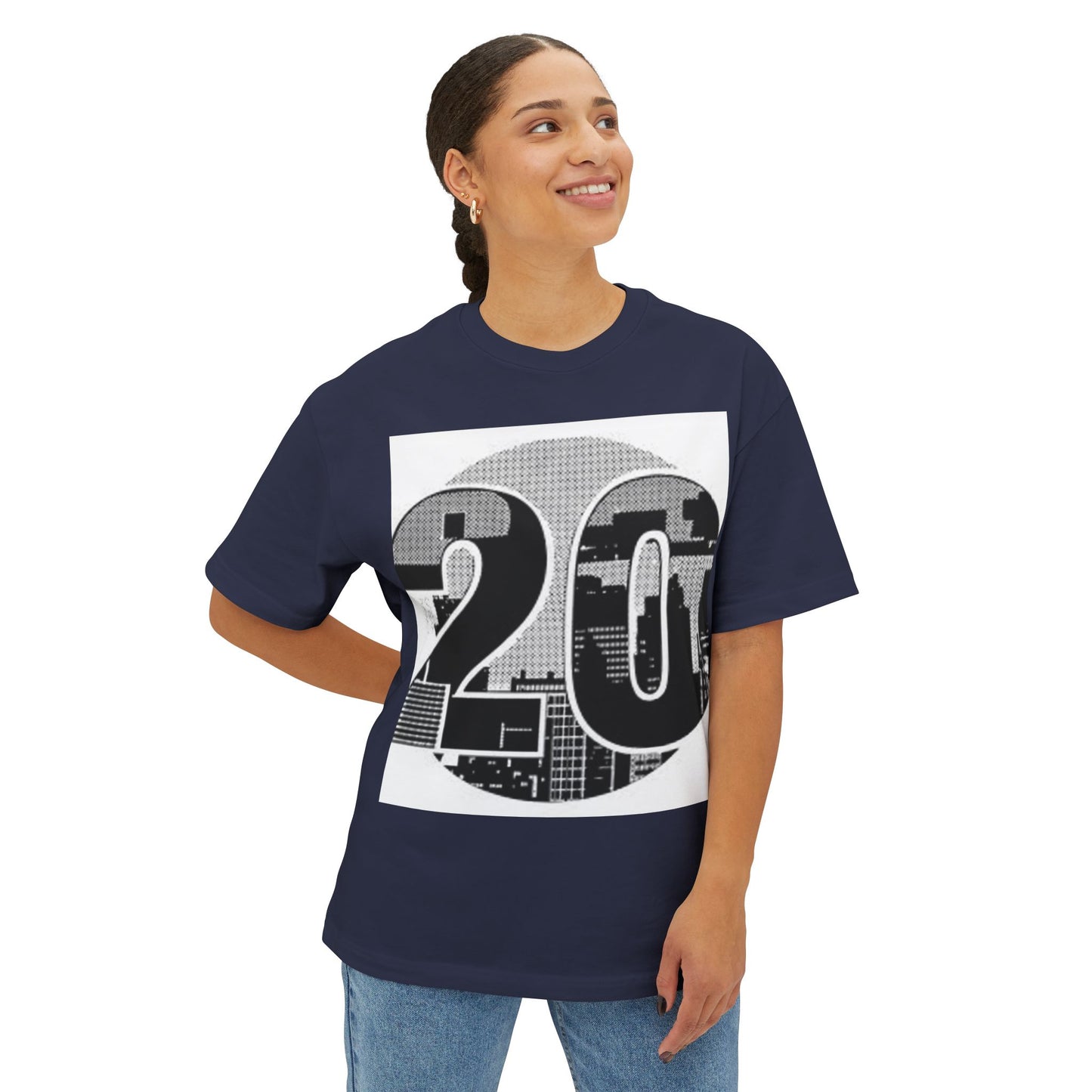 Retro Cityscape 20 Unisex Oversized Boxy Tee - Street Style Graphic Top