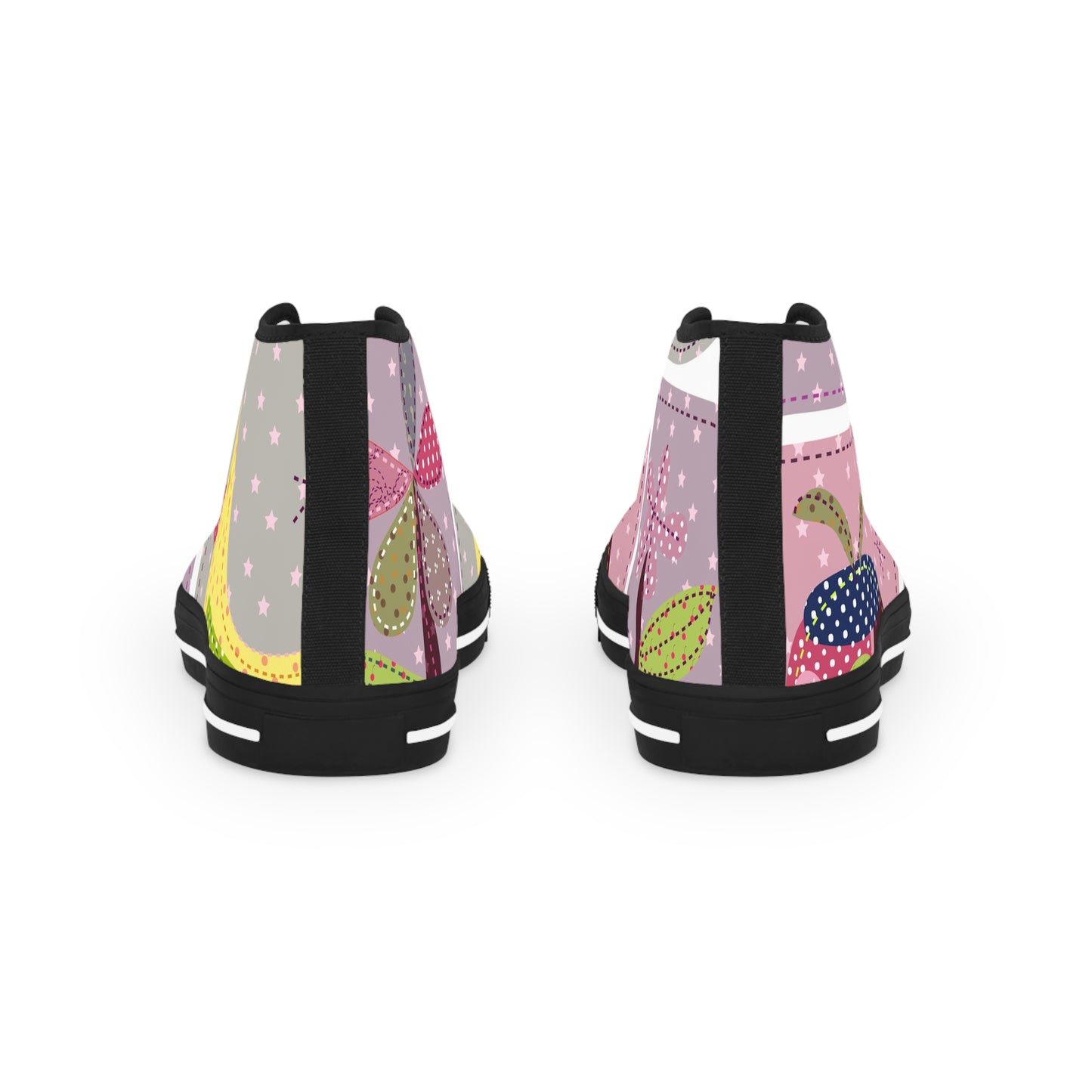 Men's High Top Sneakers - Vibrant Pink Fish Design