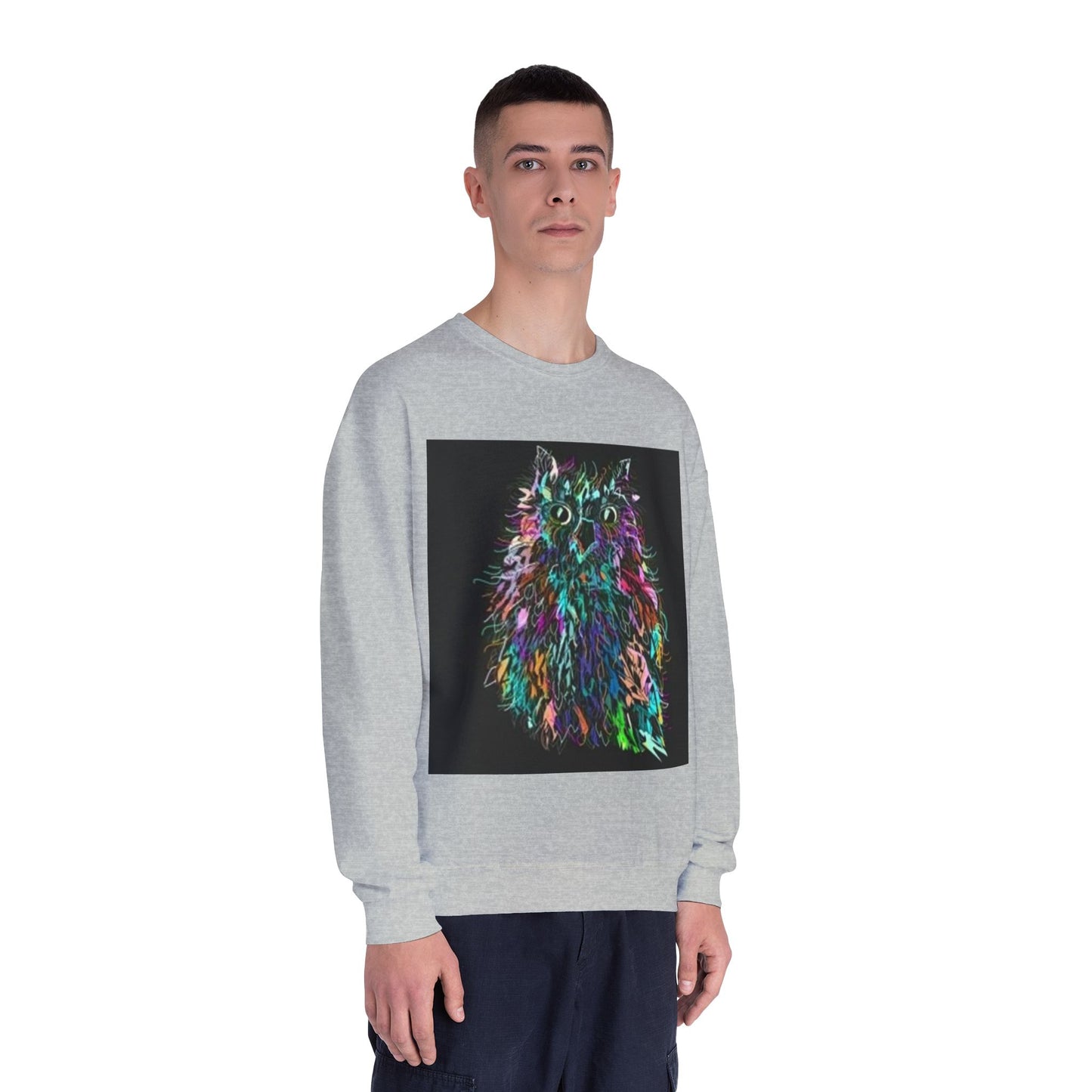 Colorful Cat Graphic Unisex Crewneck Sweatshirt