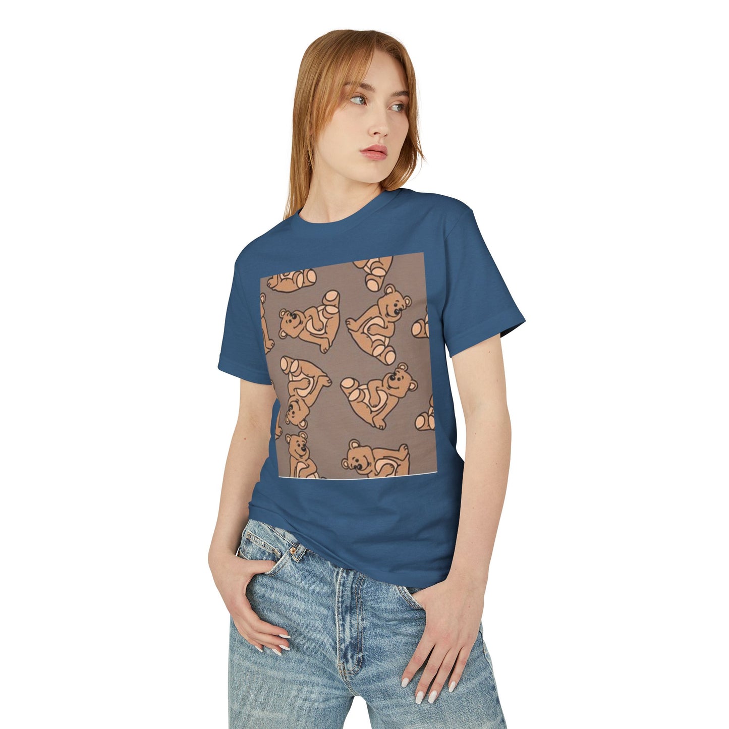 Cute Bear Print Unisex Heavyweight Tee - Perfect for Gifts & Casual Outfits